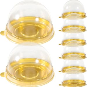NUOBESTY Caja de cúpula transparente, 50 unidades, soportes redondos de plástico para cupcakes, yema de huevo, hojaldre de luna, caja de embalaje NUOBESTY Caja de cúpula transparente, 50 unidades, soportes redondos de plástico para cupcakes, yema de huevo, hojaldre de luna, caja de embalaje