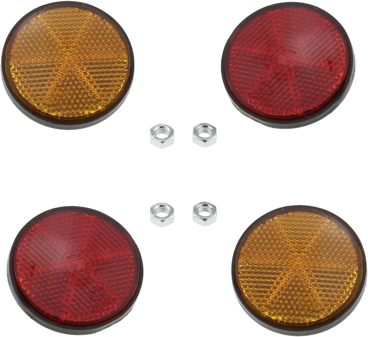 DGZZI Reflector redondo de plástico universal de 2 pulgadas2.205 in, reflectores de advertencia reflectantes para motocicleta, bicicleta, rojo y