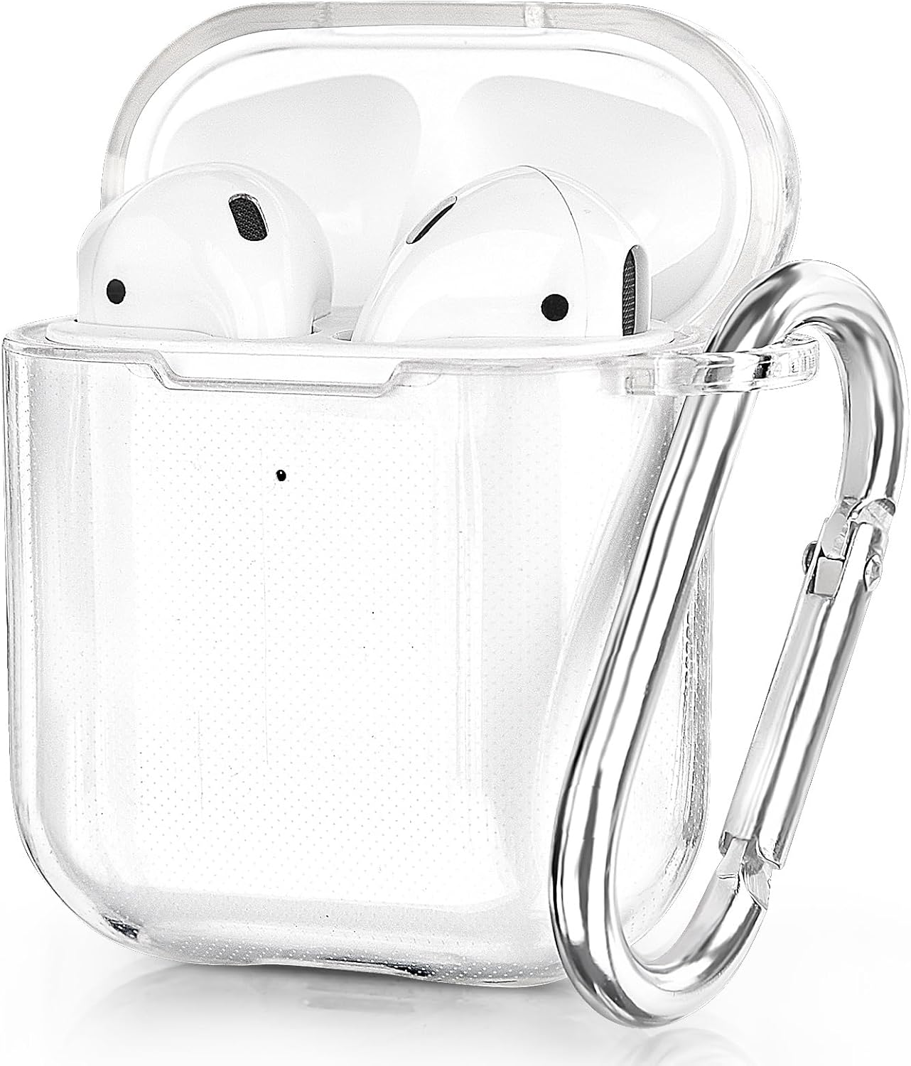 KOREDA Funda protectora completa suave y transparente a prueba de golpes con llavero para Apple AirPod de 2 y 1 generación (transparente)