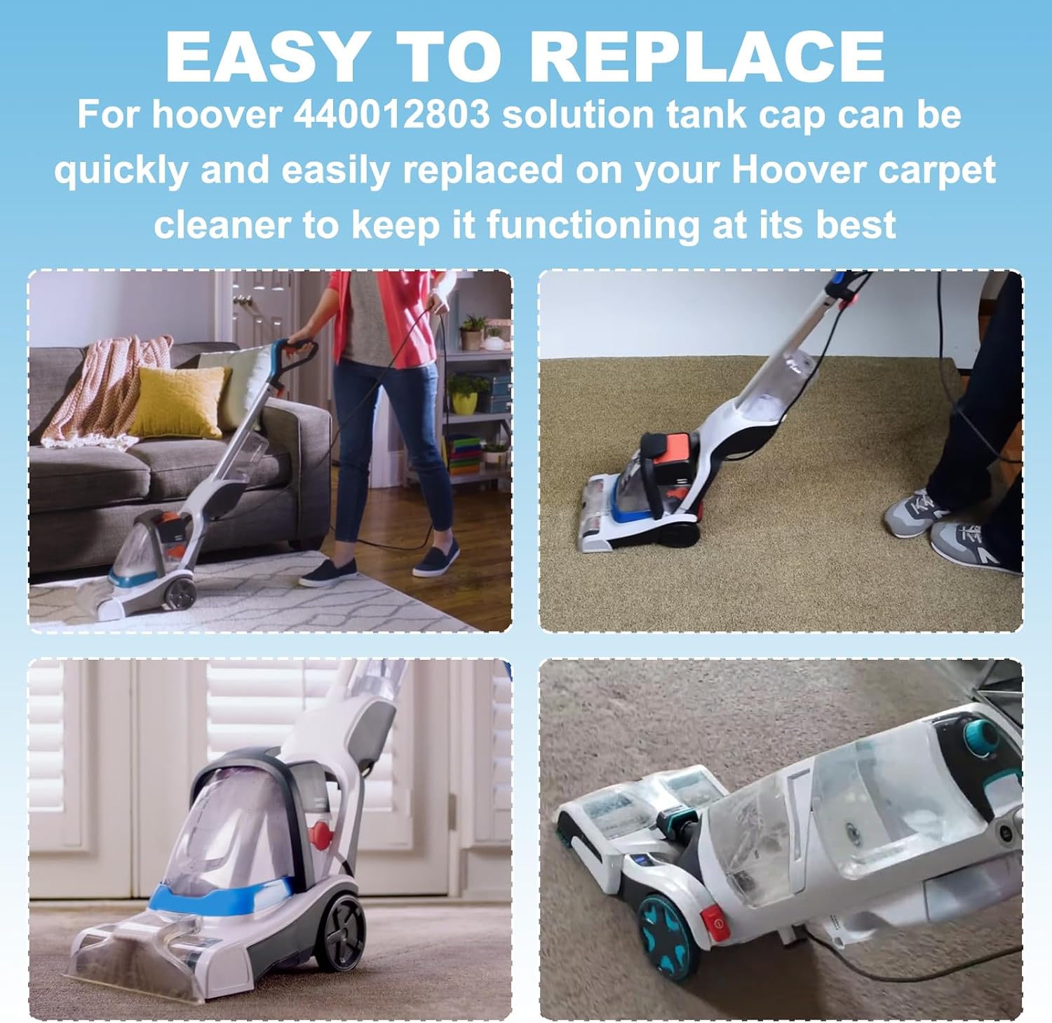 Solution Tank Cap 440012803 para limpiador de alfombras Hoover, piezas de repuesto compatibles con Hoover PowerDash Pet SmartWash y FloorMate Jet,