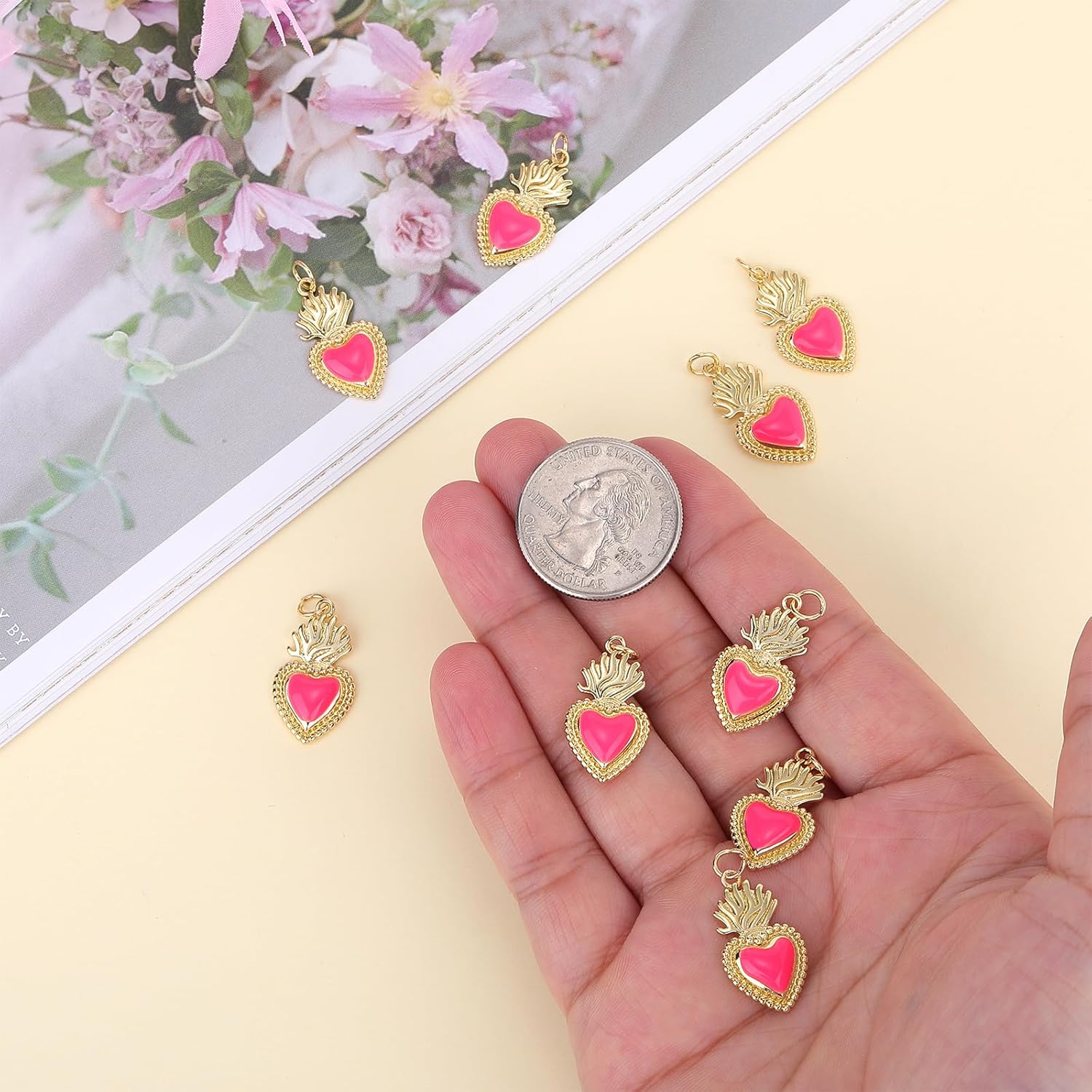 Abalorio de latón dorado con esmalte y anillos de salto para joyería pendientes pulsera collar fabricación