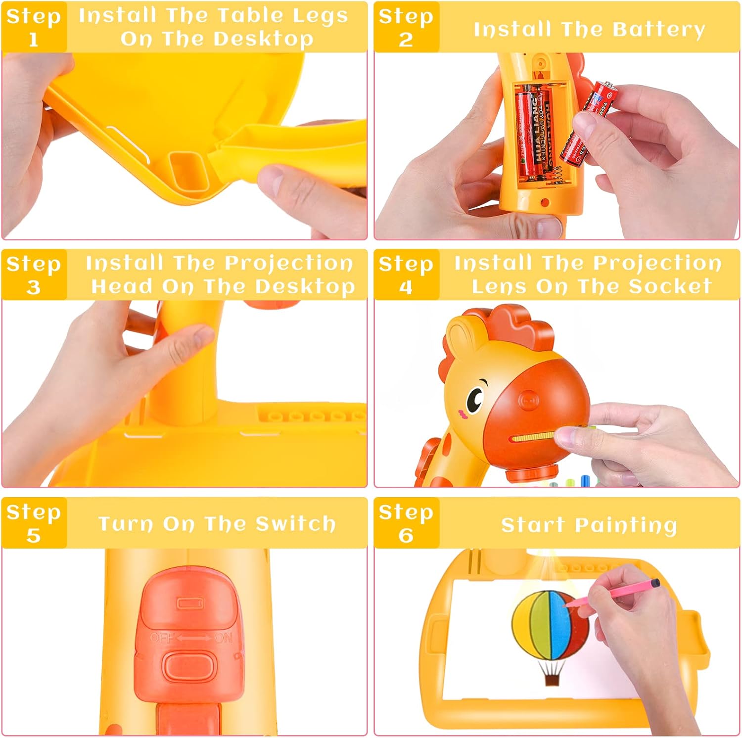 Mesa de proyector de dibujo para niños, traza y dibuja, tablero de dibujo de jirafa con luz y música, proyector inteligente para niños, tablero de