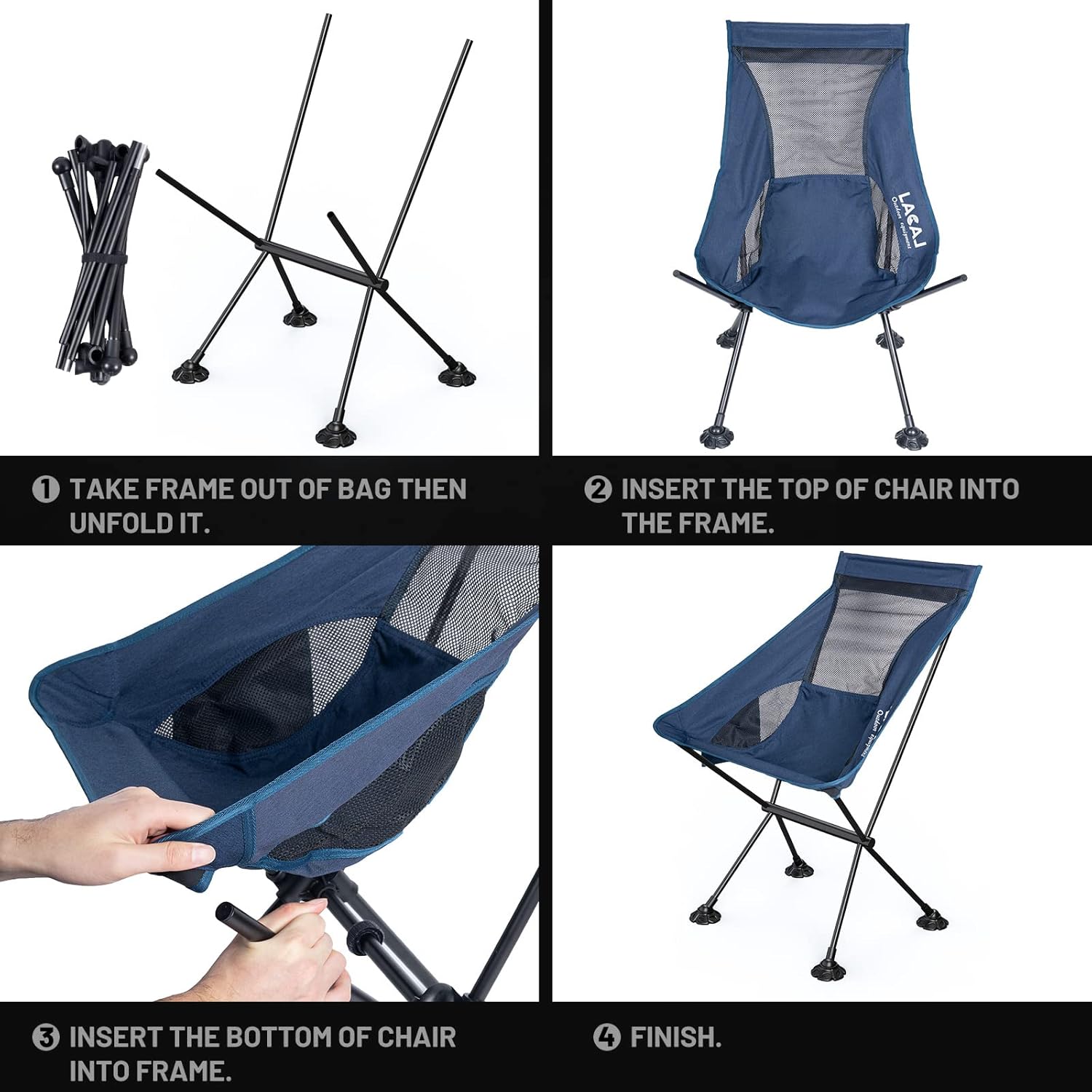 Silla ligera con respaldo medio, estructura plegable, cómoda superficie de tela Oxford con aleación de aluminio duradera, ideal para campamento,