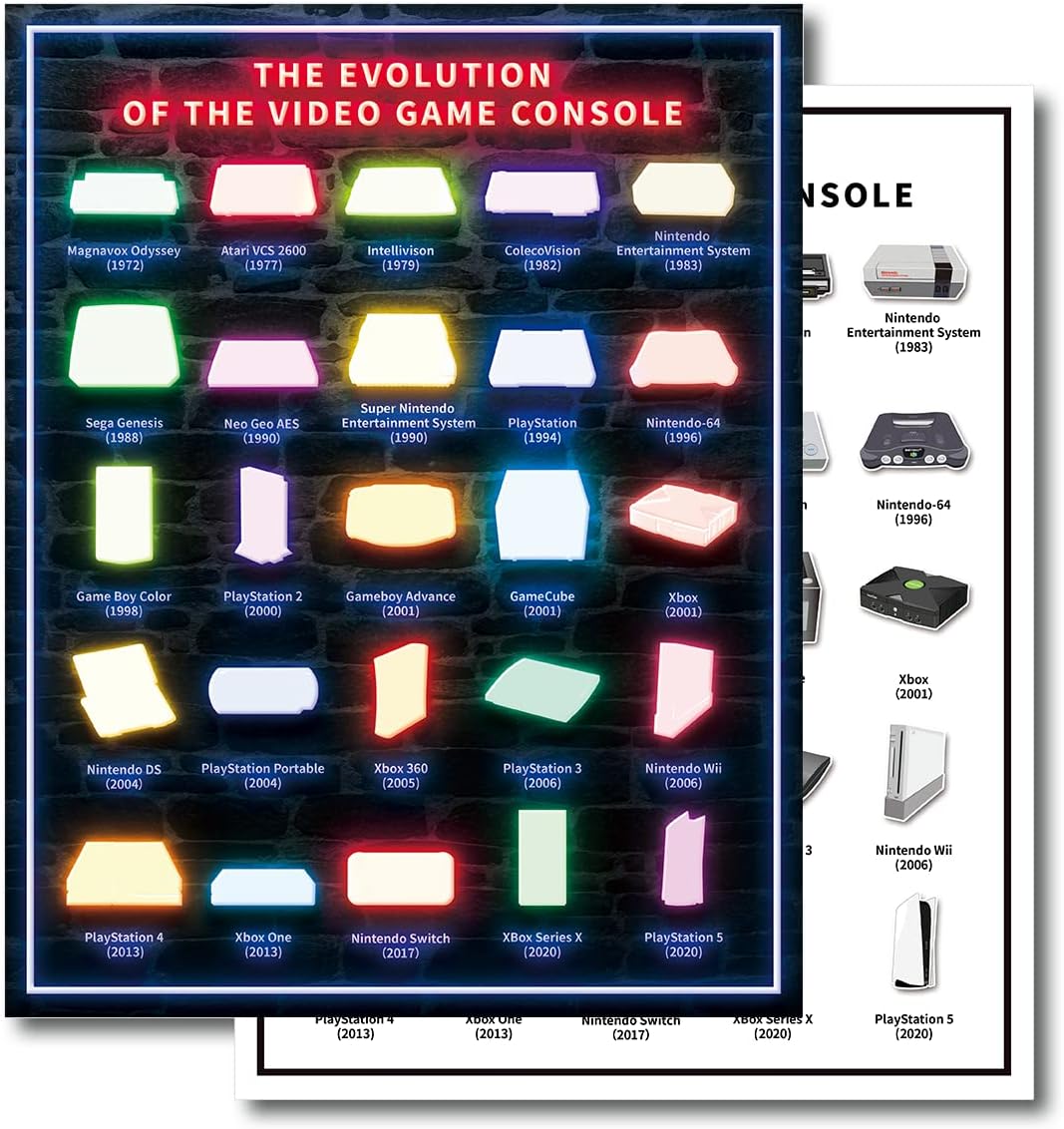 Noare Pósteres retro de consola de videojuegos para arte de pared, decoración de sala de juegos de neón, decoración de habitación de adolescentes,