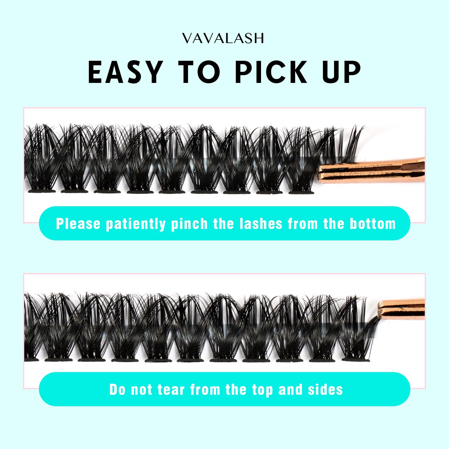 VAVALASH – Extensiones de pestañas en racimo individuales 50D-0.07-D 9-16mm, 300 unidades, de visón sintético, extensiones de pestañas postizas en