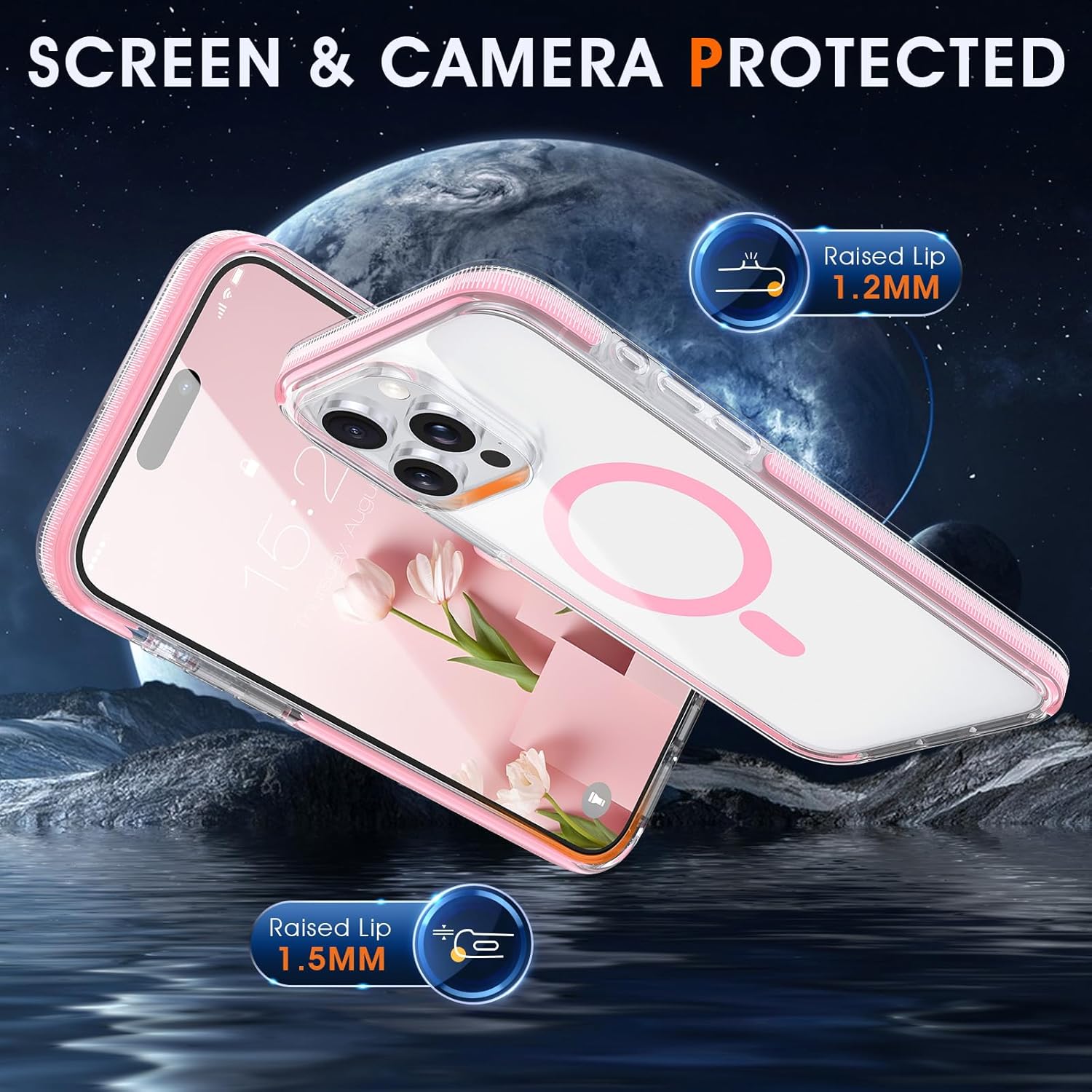 MILPROX Funda compatible con iPhone 15 Pro  Compatible con MagSafe  Diseño magnético transparente transparente  Antideslizante que no se amarillea
