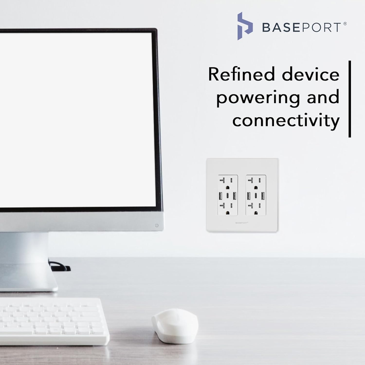 Toma de pared premium con puertos USB  125 V 20 Amp tomacorrientes USB, receptáculos de salida USB de 5 V6 A, doble USB-A, 1 USB-C, placa frontal