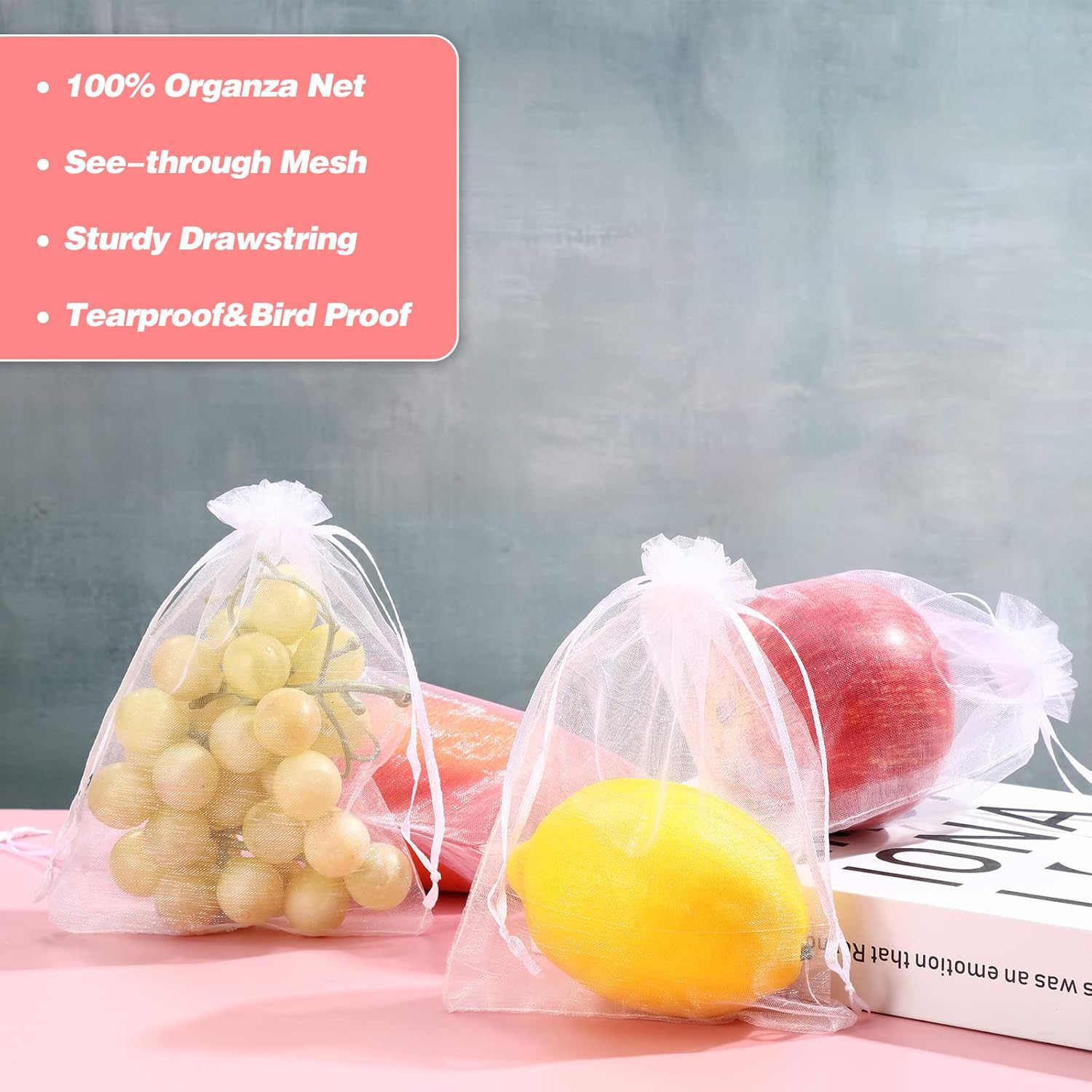 100 bolsas de protección de frutas, bolsas de red de frutas para árboles frutales, cubierta de jardín frutal, bolsa de malla de 5 x 7 pulgadas con