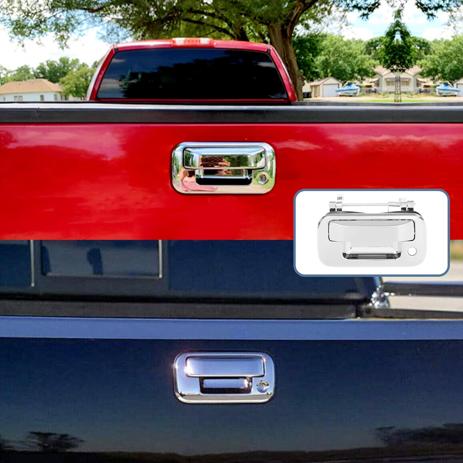 Manija de puerta trasera cromada, con orificio para llave, compatible con Ford F150 F250 F350 F450 F550 Super Duty Explorer Lobo 2004-2016, Lincoln
