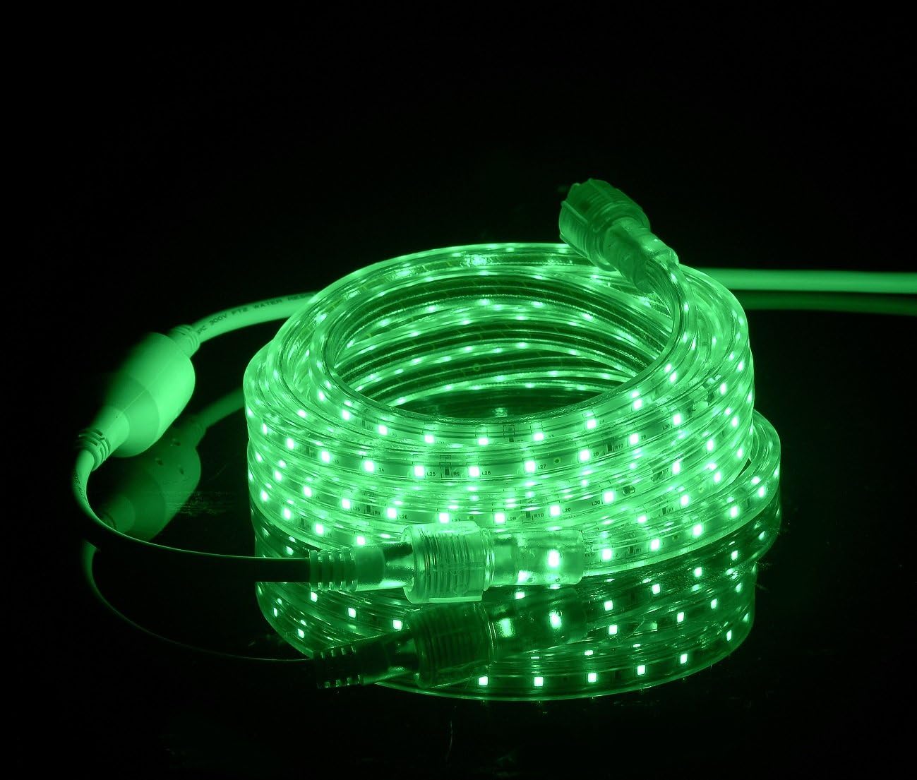 CBConcept Listado UL, 100 pies, 10100 lúmenes, verde, regulable, 110-120 V CA, tira de luz LED plana flexible, 1830 unidades 3528 SMD LED, uso en