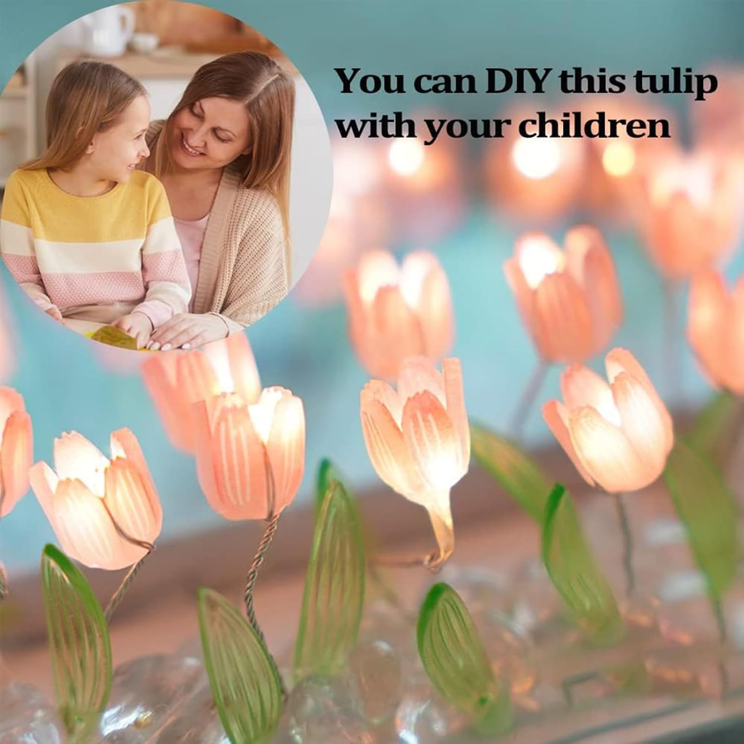 AOZBZ Lámpara de flores  Lámpara de flor de tulipán de nube de bricolaje, luz nocturna LED, hecha a mano, lámpara de tulipán, lámpara decorativa de