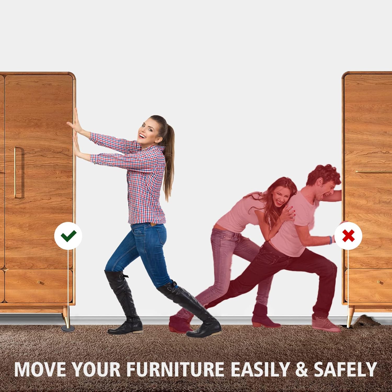 Deslizadores de muebles para alfombra, 8 almohadillas móviles reutilizables para muebles, deslizador de muebles de 5 pulgadas, mueve cualquier