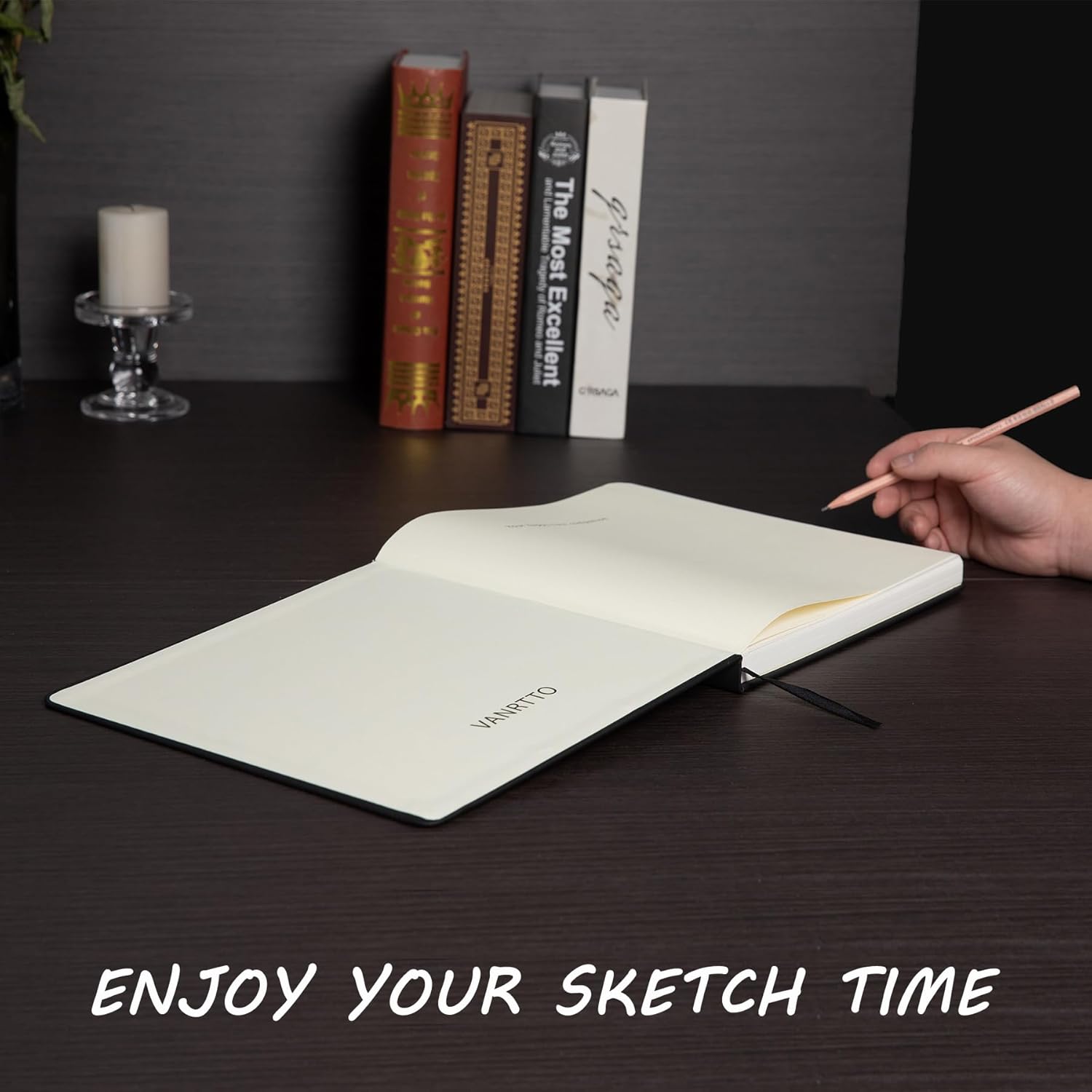 VANRTTO Cuaderno de bocetos cuadrado de tapa dura, 120 libras200 GSM, papel de dibujo grueso para marcador, acuarela, medios mixtos, cuaderno de