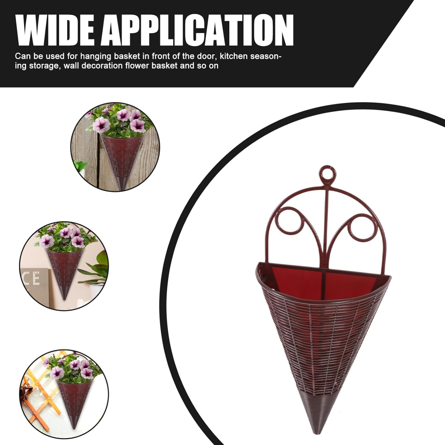 Cesta 5 piezas de ratán colgante de mimbre para macetas colgantes en forma de cono, maceta colgante de mimbre, maceta de pared para pájaros para