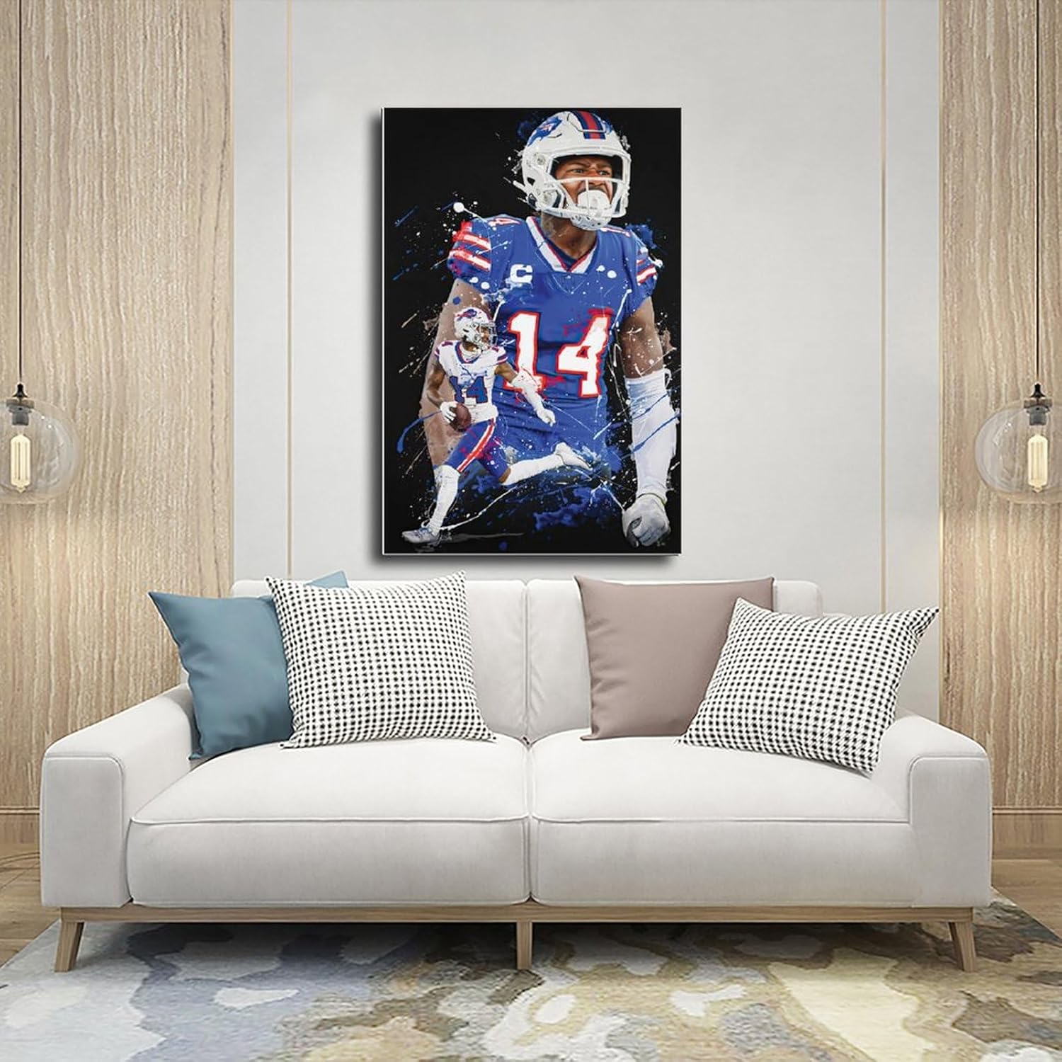 BAVIEN Stefon Diggs – Póster de arte de fútbol, arte de pared, pintura impresa para sala de estar, dormitorio, sin marco 12 x 18 pulgadas (11.8 x
