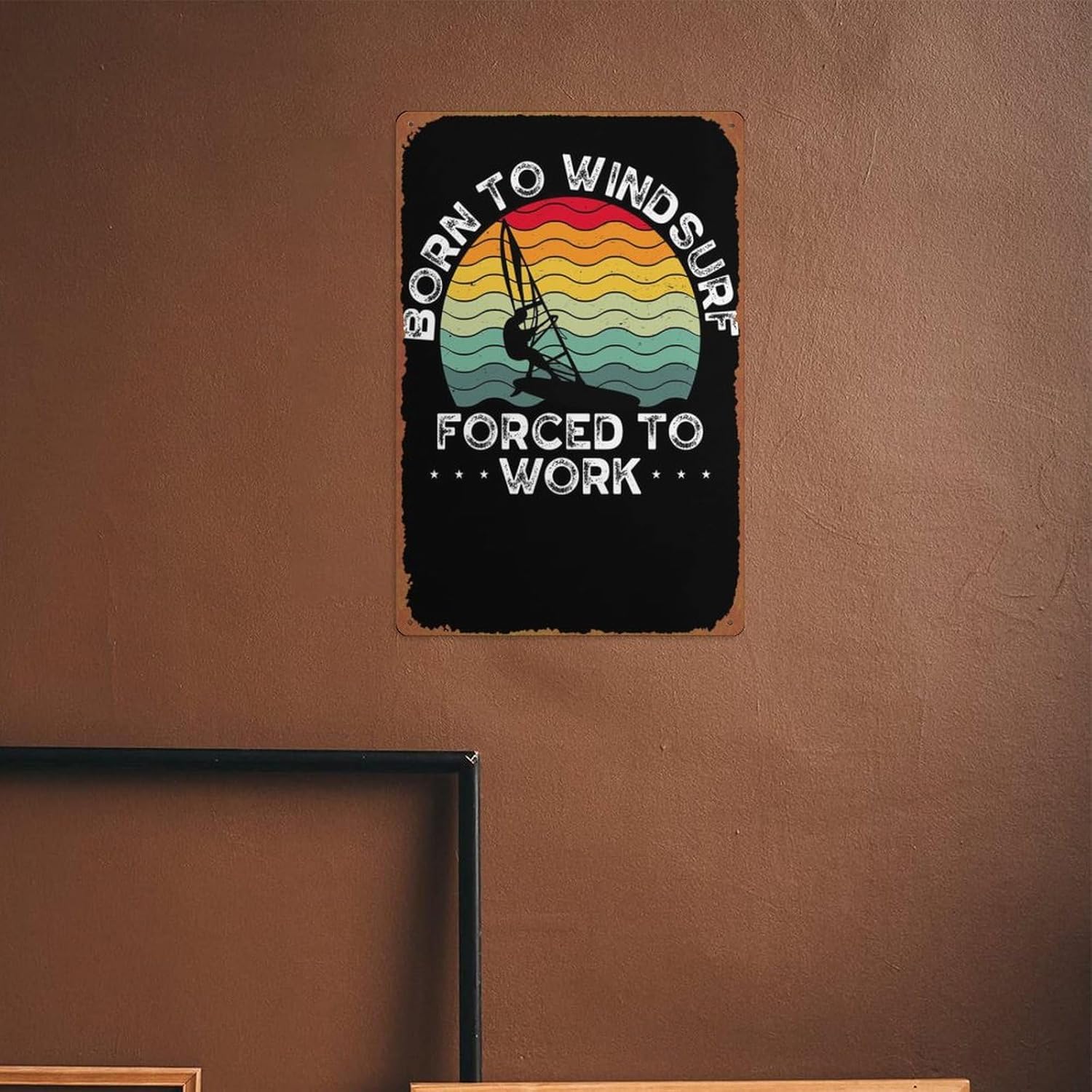 Born to windsurf Sports posters Tin Sign Cafe bar Home Wall Art Decoration Retro Metal Tin Sign 8×12 inch
