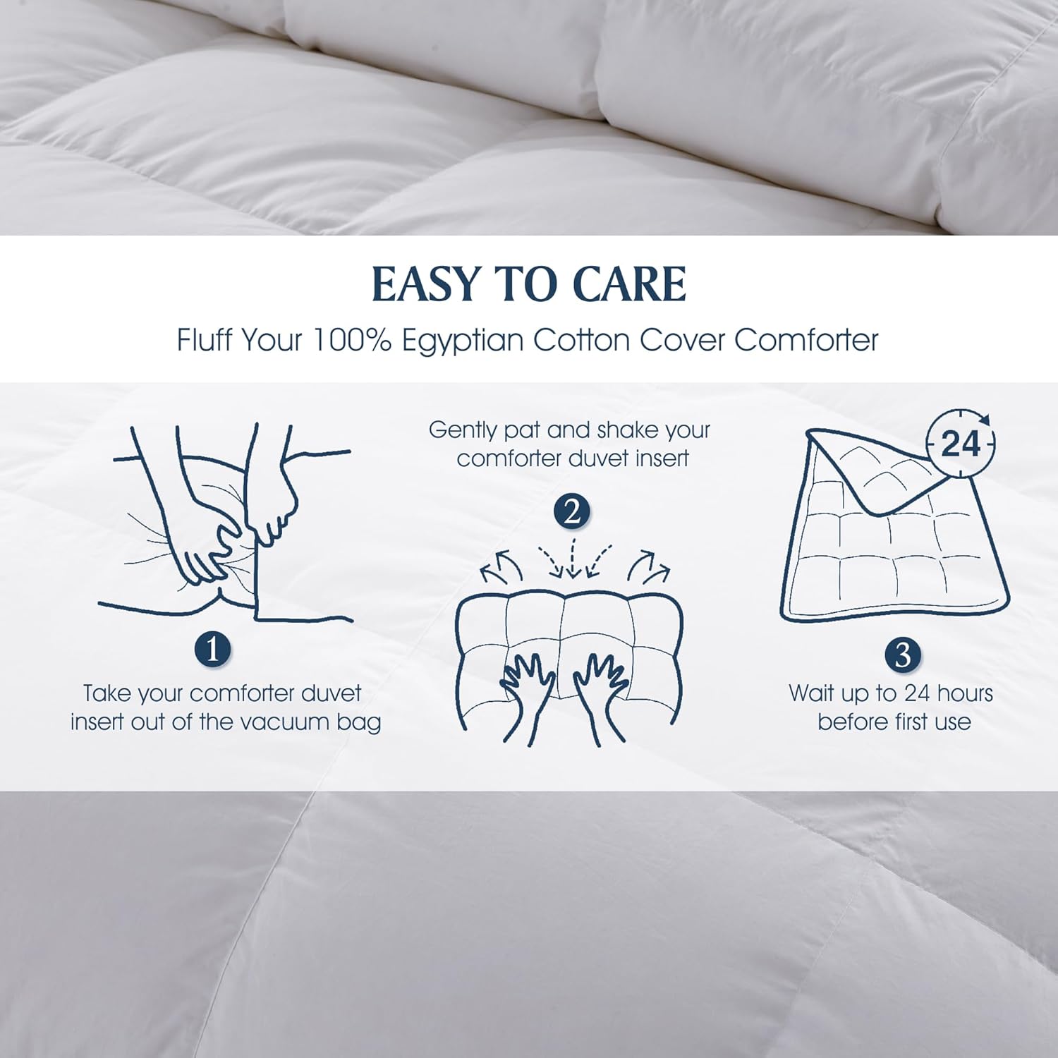 Blue Ridge Home Fashions Edredón de plumón alternativo Comforloft de algodón egipcio de 1000 hilos, tamaño matrimonialqueen, blanco