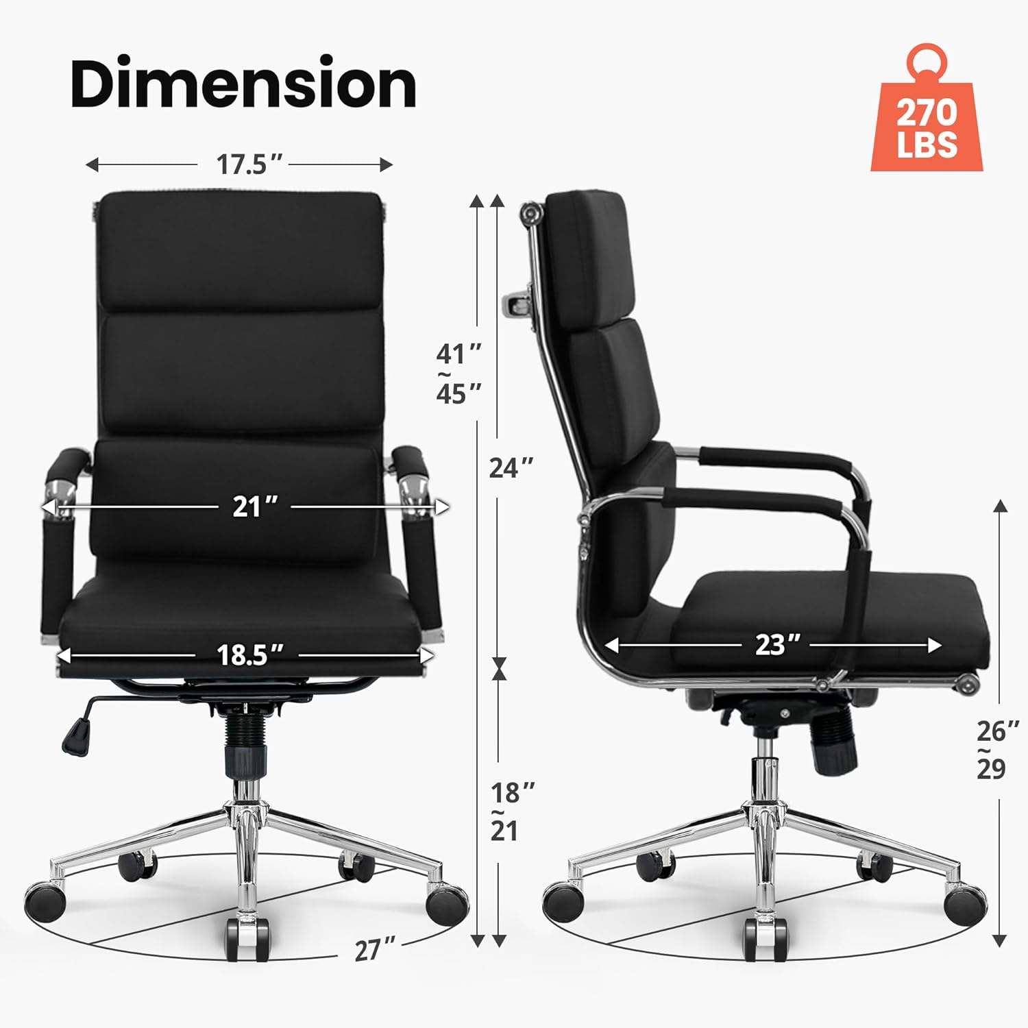 NEO CHAIR Escritorio de oficina en casa Silla ejecutiva moderna de piel sintética, reposabrazos para conferencias, silla de tareas acolchada