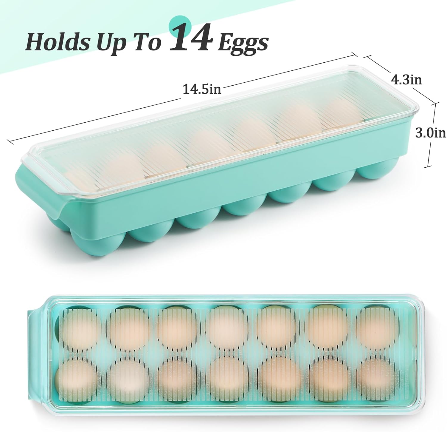 Contenedor de huevos para refrigerador, soporte de huevos de plástico, 14 unidades, contenedor de almacenamiento de huevos, organizador de huevos
