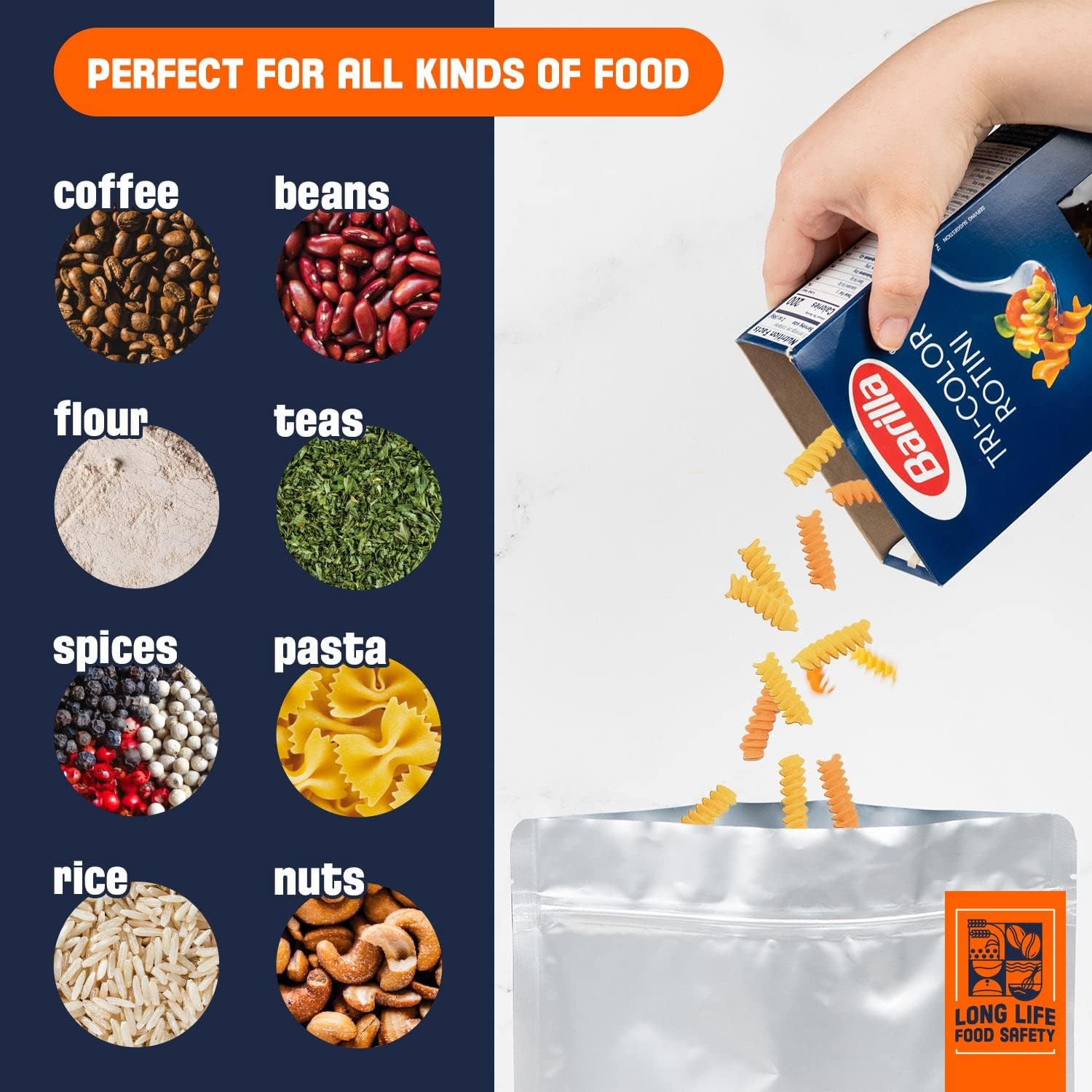 Absorbentes de oxígeno de 2500 cc para almacenamiento de alimentos (20 paquetes) y paquete de varios tamaños (120 bolsas) bolsas de Mylar para
