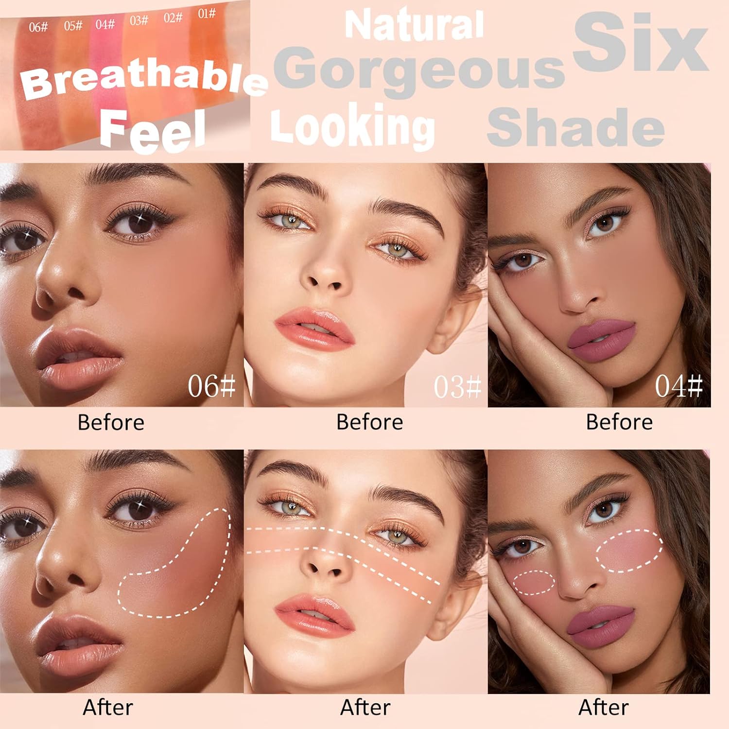 Set de maquillaje líquido, rubor crema para mejillas, regalos del día de la madre, aspecto natural, impermeable, ligero, sensación transpirable,
