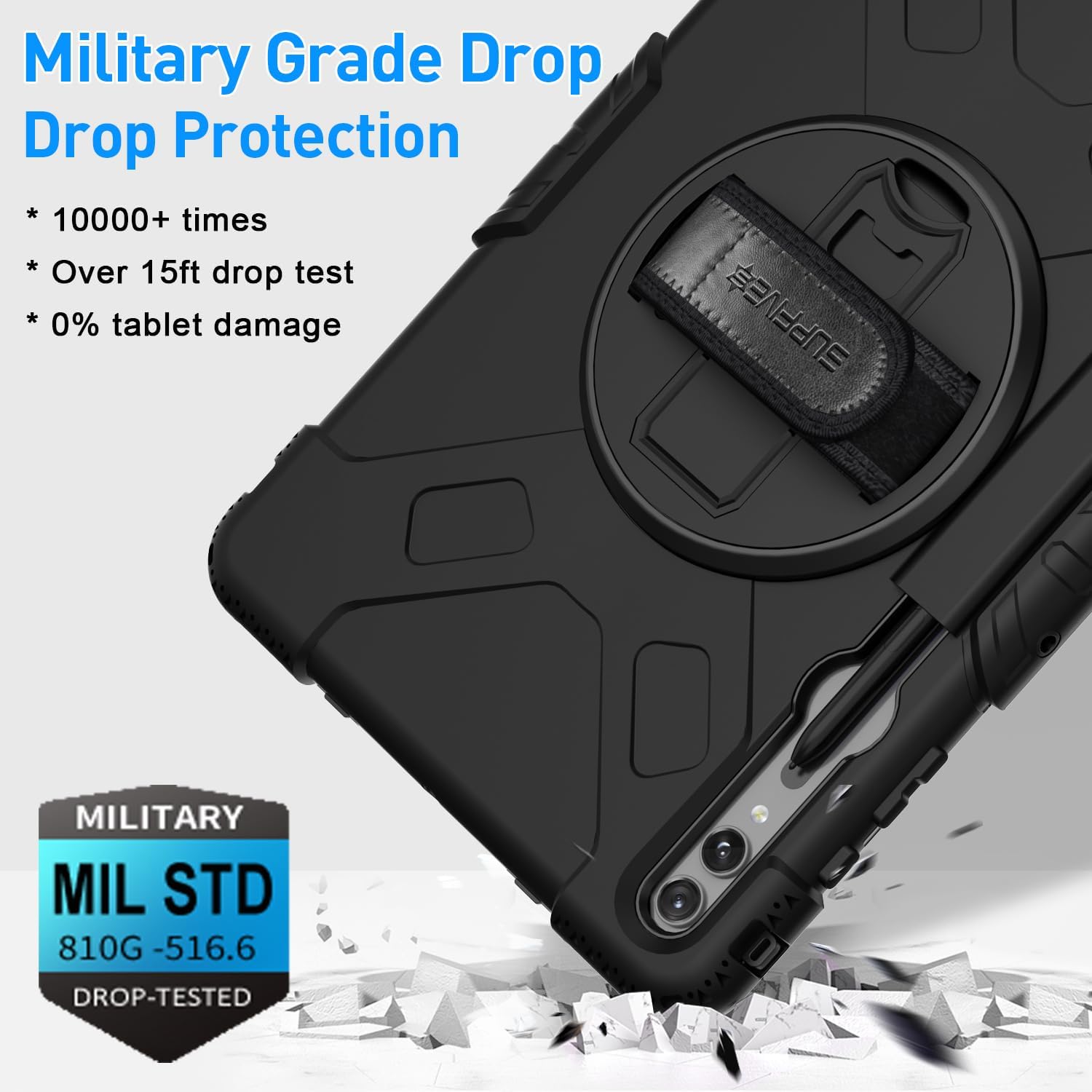 SUPFIVES Funda para Samsung Galaxy Tab S9 Plus de 12.4 pulgadas 2023 funda protectora militar mejorada a prueba de golpes para tableta S9 Plus 12.4