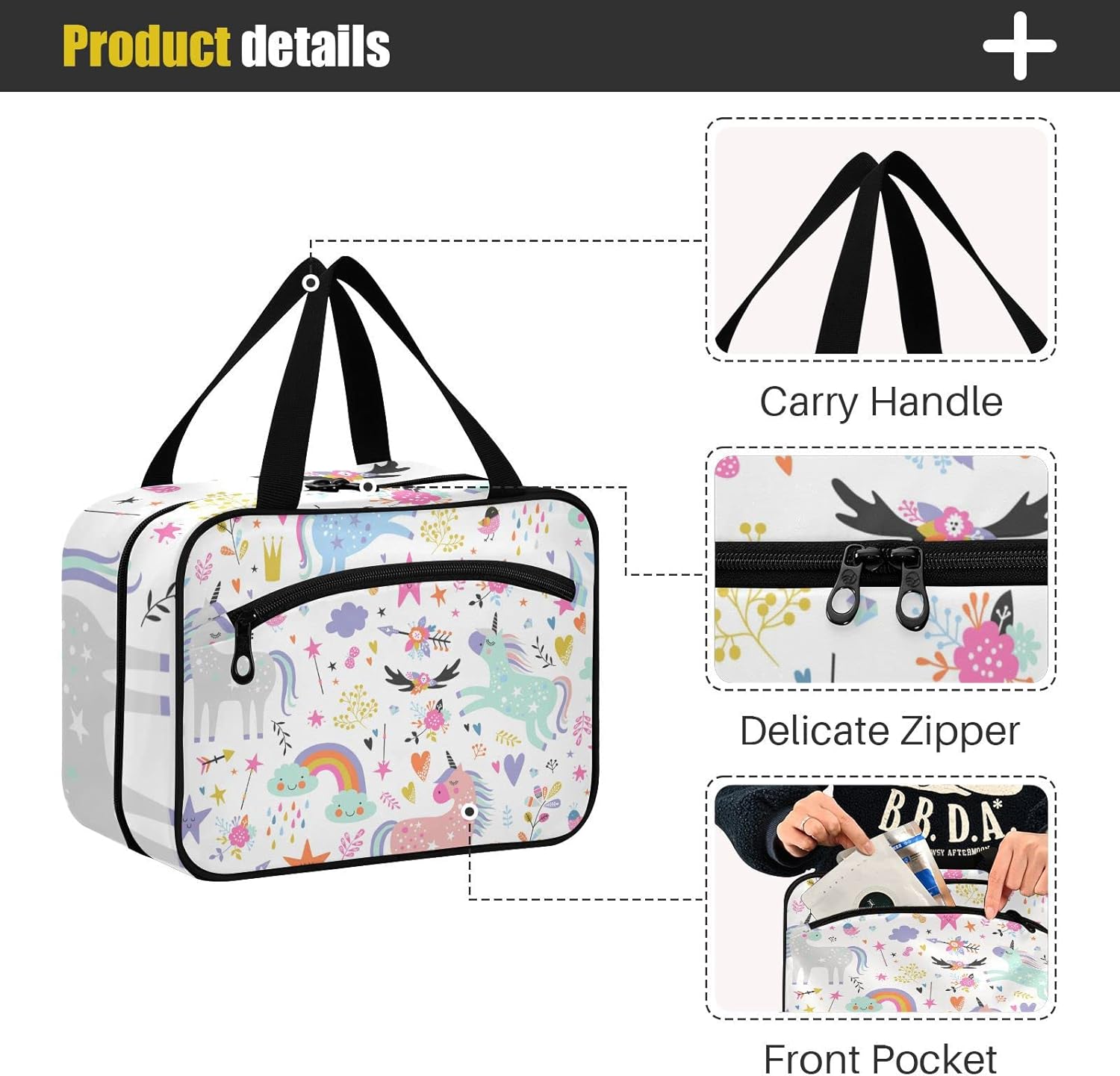 Sinestour Neceser para mujer, bolsa de maquillaje de viaje, organizador de bolsas de cosméticos, bolsa de aseo colgante para mujeres y hombres,