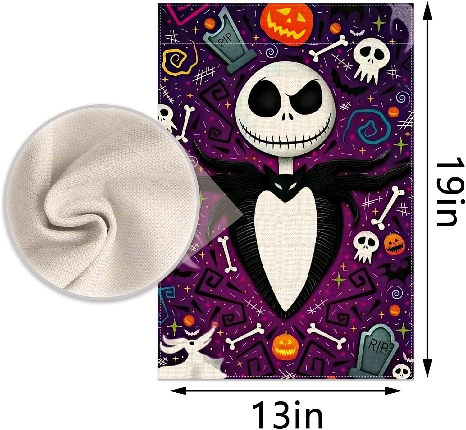 Sunwer The Nightmare Before Christmas – Bandera de jardín Jack Skellington para decoración de fiesta de Halloween, patio delantero al aire libre,