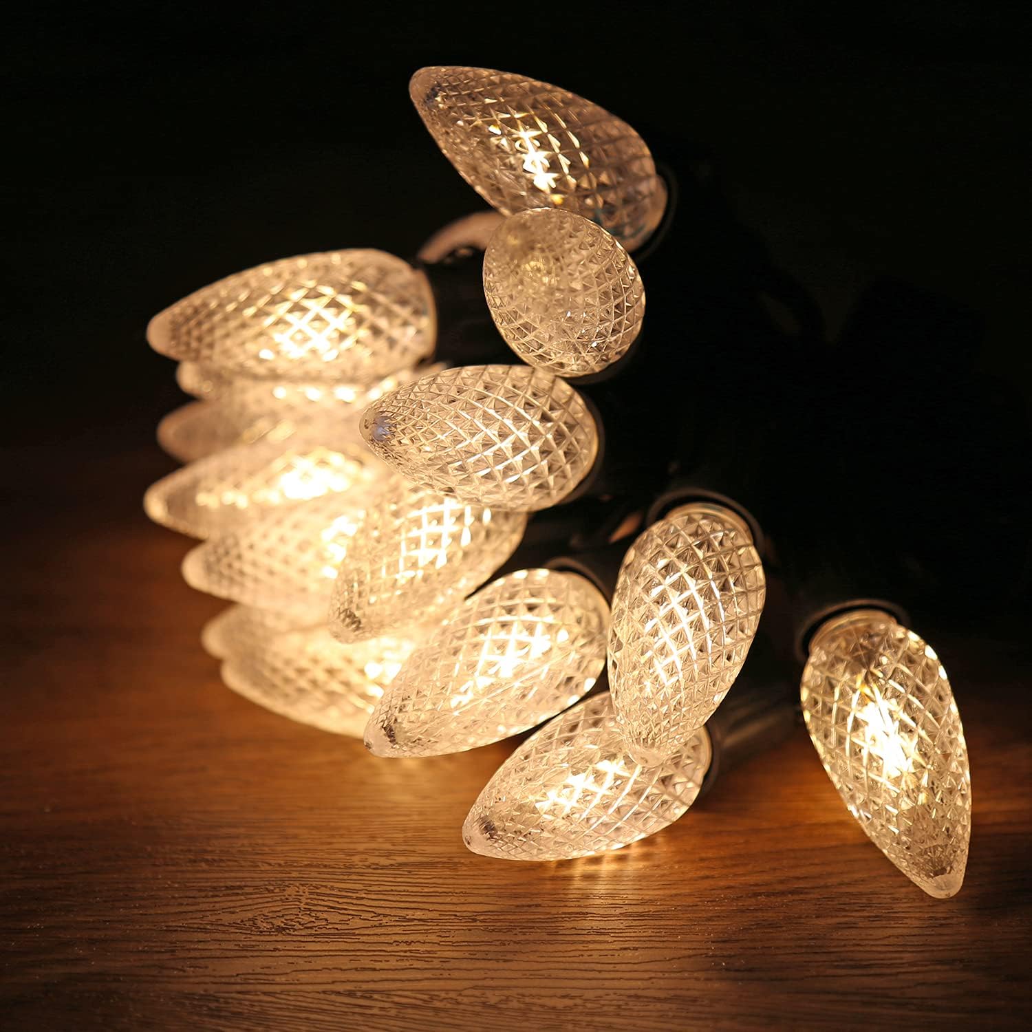 Paquete de 25 bombillas LED de repuesto de luces de Navidad C9, bombillas LED C9 de plástico inastillables e impermeables para tiras de luces al