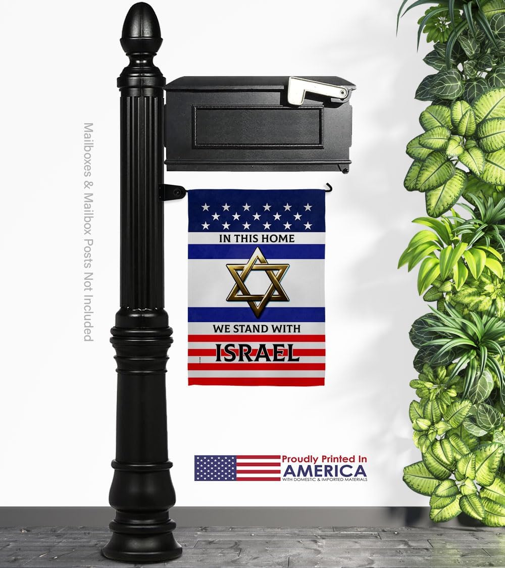 Letrero con bandera de Israel con texto en inglés We Stand with Israel para colgar en la pared, porche, puerta, bandera de jardín, tapiz al aire