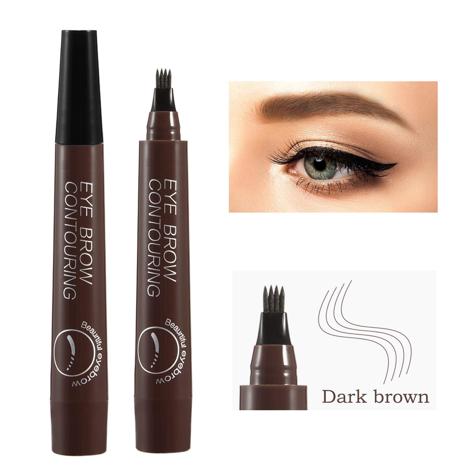Lápiz de tatuaje de cejas impermeable con un aplicador de punta de microhorquilla que crea cejas de aspecto natural sin esfuerzo