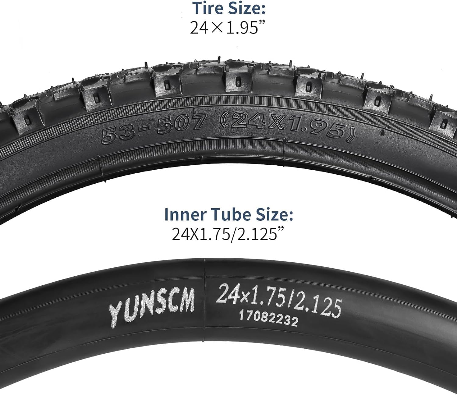 YUNSCM Neumáticos de bicicleta de 24 pulgadas de 24 x 1.9553-507 y 24 pulgadas, válvula Schrader compatible con neumáticos y tubos de bicicleta de