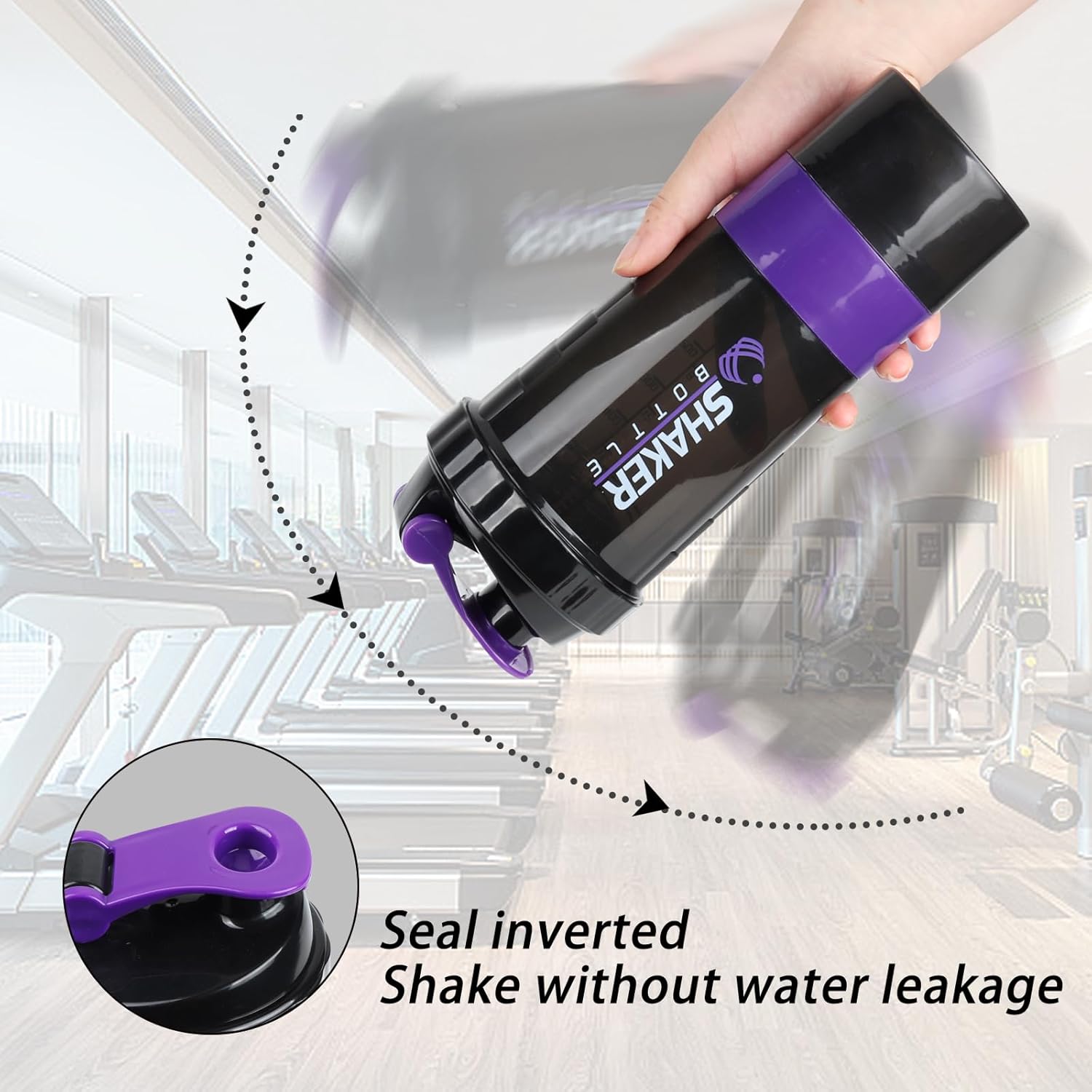 XTKS Shaker Bottle – Vaso agitador de proteínas con compartimentos de almacenamiento – Botellas de entrenamiento a prueba de fugas con mezclador