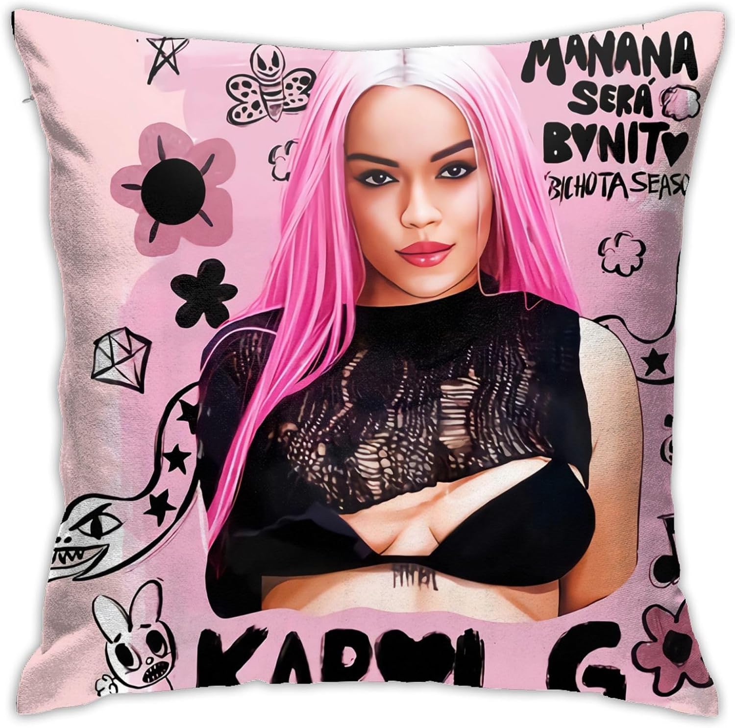 Karol Singer G – Funda de almohada decorativa de 18 x 18 pulgadas, funda cuadrada para sala de estar, dormitorio, sofá, coches