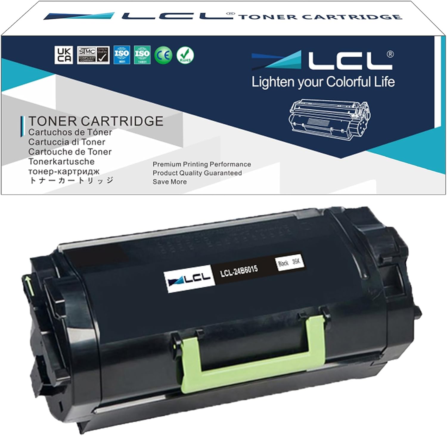 LCL Cartucho de tóner de repuesto compatible para Lexmark 24B6015 35000 páginas M5155 M5163 M5170 XM5163 XM5170 (paquete de 1 negro)