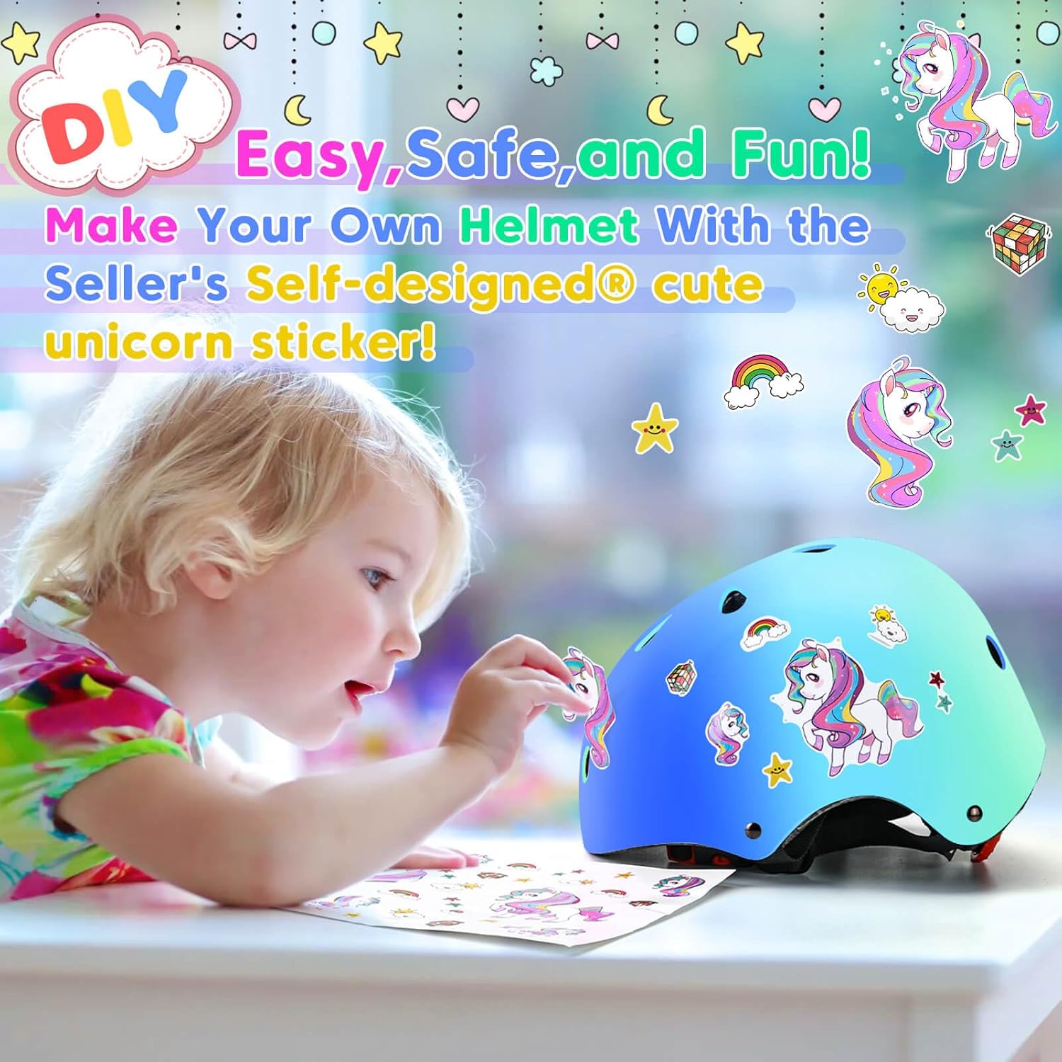 Casco ajustable con degradado de color, para niños y niñas, casco de bicicleta para múltiples deportes, ciclismo, patinaje, bicicleta, patinaje,
