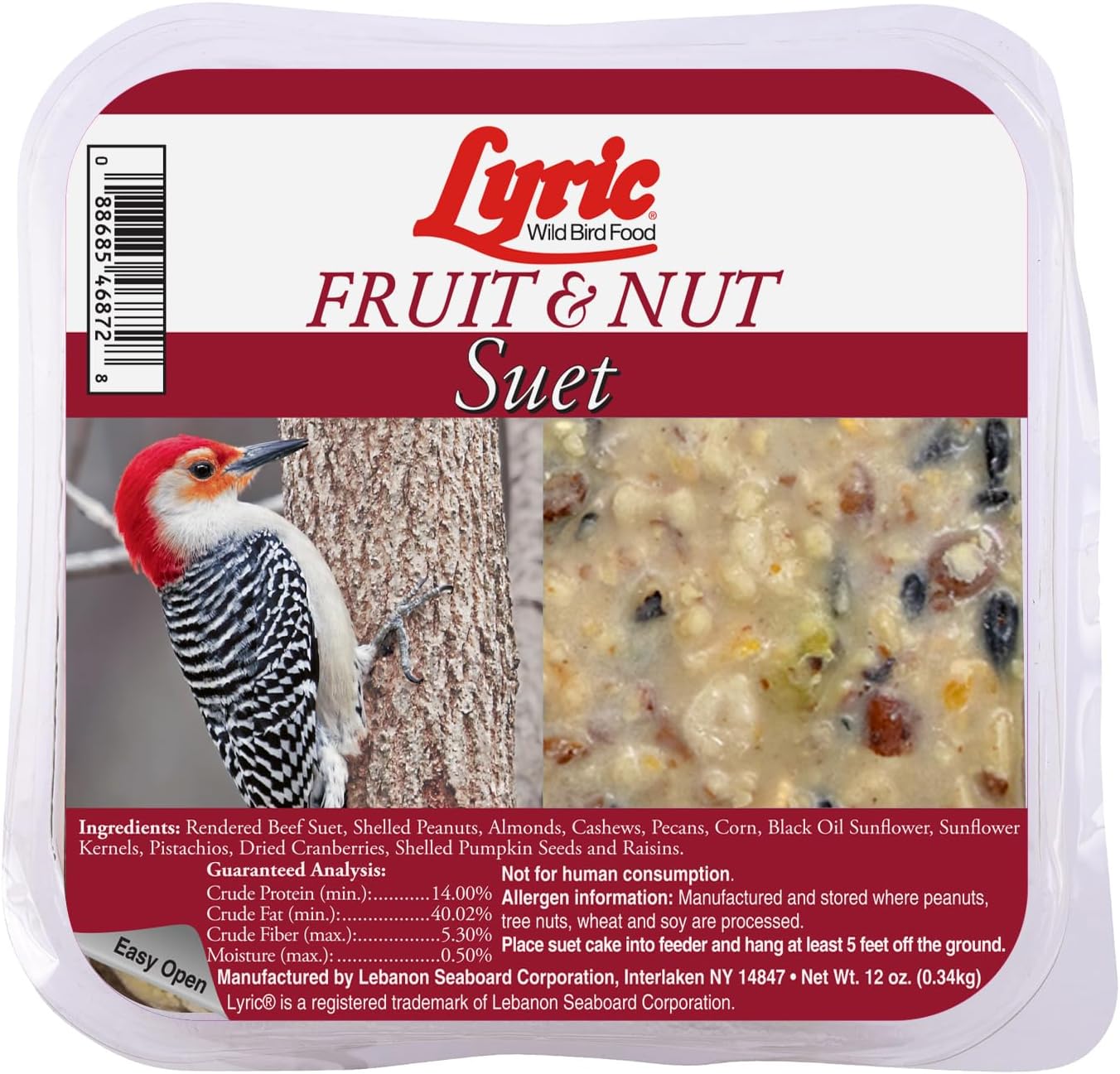 Lyric 2546873 Pasteles de sebo de semillas de frutas y nueces para aves silvestres, 12-12 onzas, beige