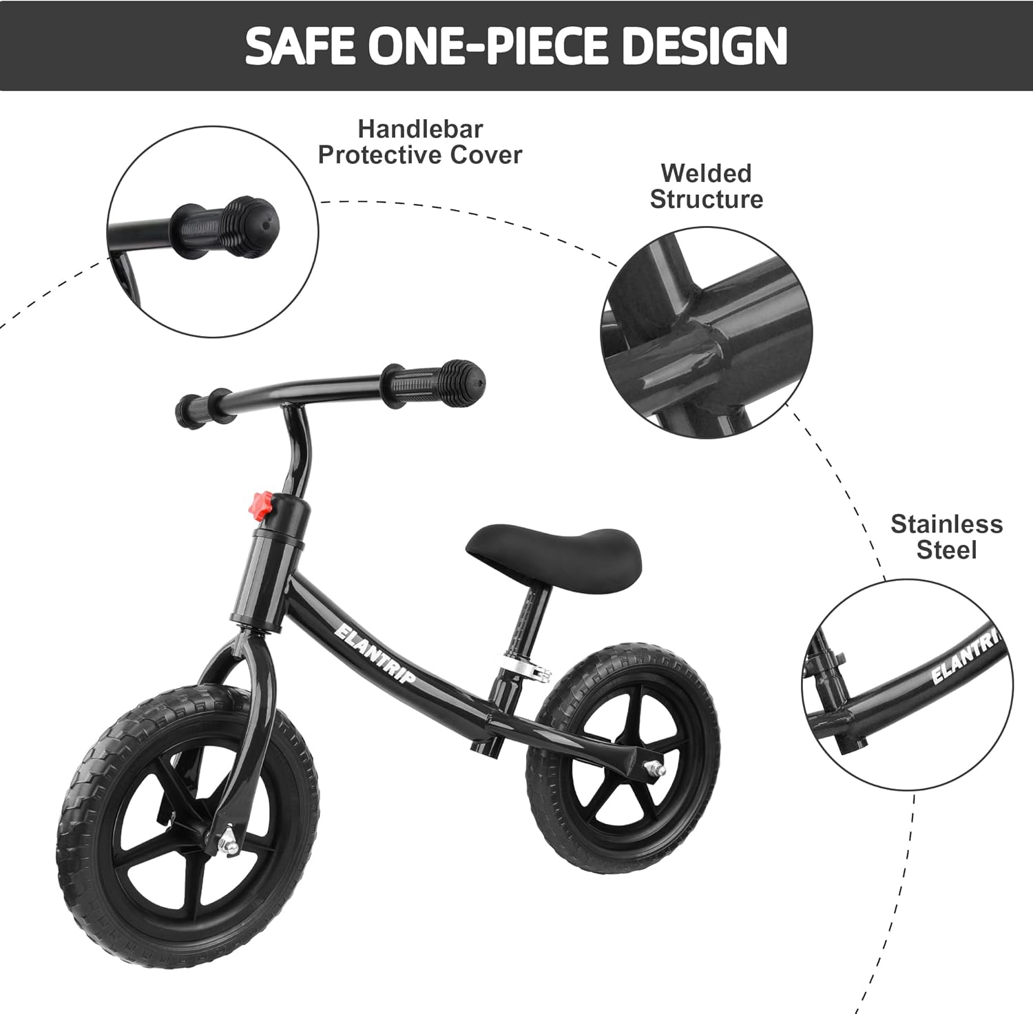 Elantrip Bicicleta de equilibrio para niños, juguetes de regalo de cumpleaños para niños y niñas de 1 a 3 años, bicicletas sin pedales para niños