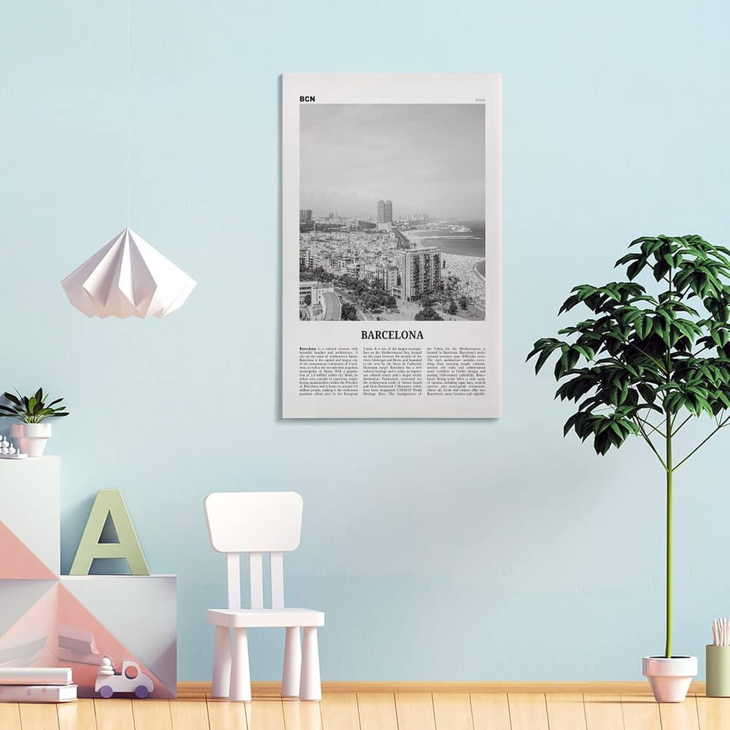 Barcelona Print Playa en blanco y negro, arte de pared de Barcelona, póster de Barcelona, foto de Barcelona, póster de lienzo de Barcelona, arte de