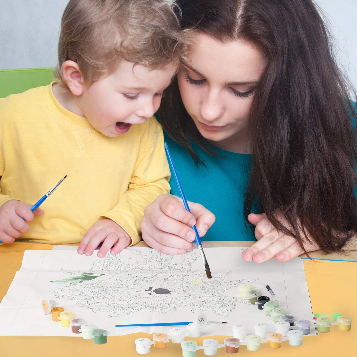 Tenei Pintura por números para adultos y niños, pintura al óleo, bricolaje, manualidades, juego de arte sobre lienzo, kit de color por números,