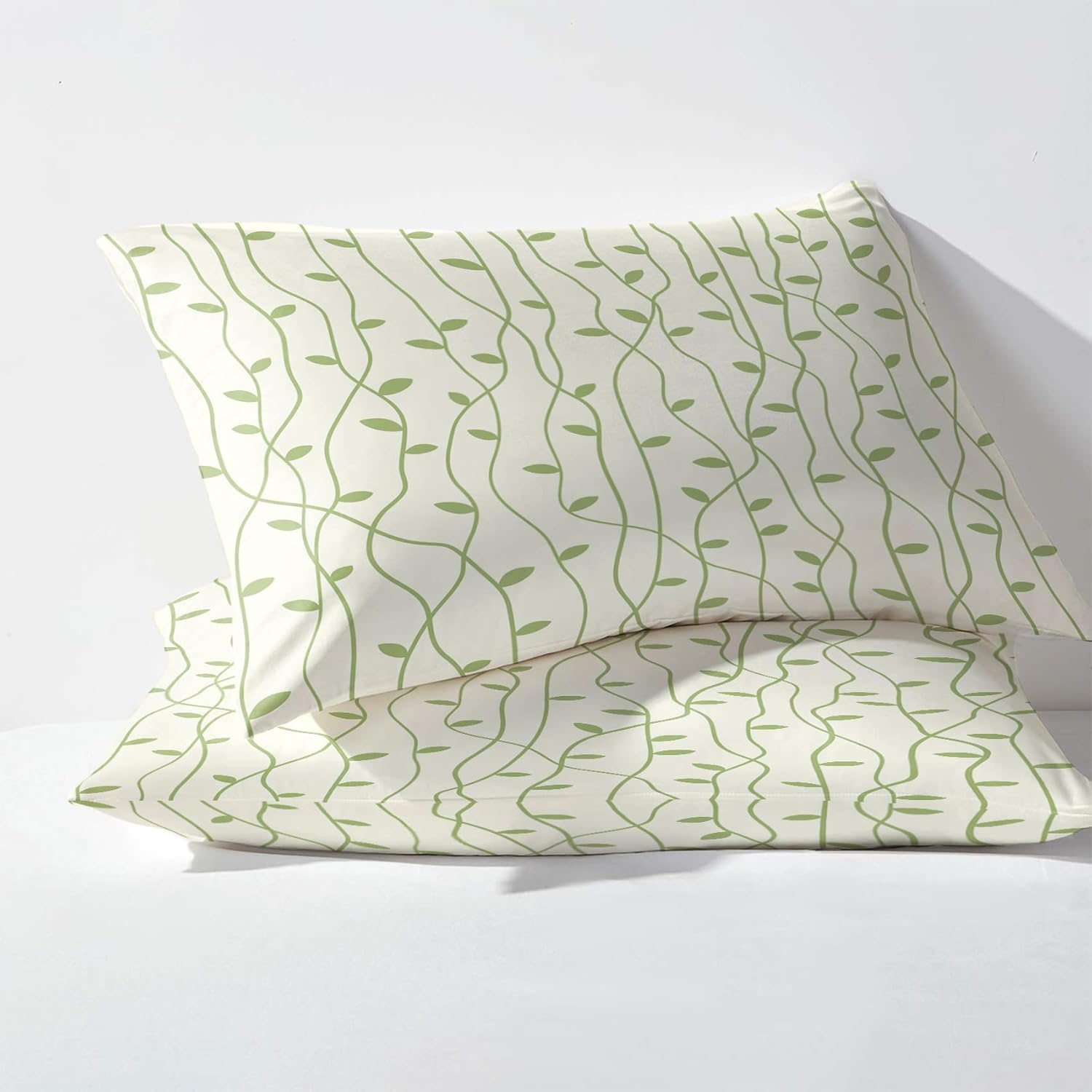 Line Sheets – Juego de sábanas y fundas de almohada estampadas de 4 piezas, sábana bajera ajustable de microfibra suave con bolsillo profundo,