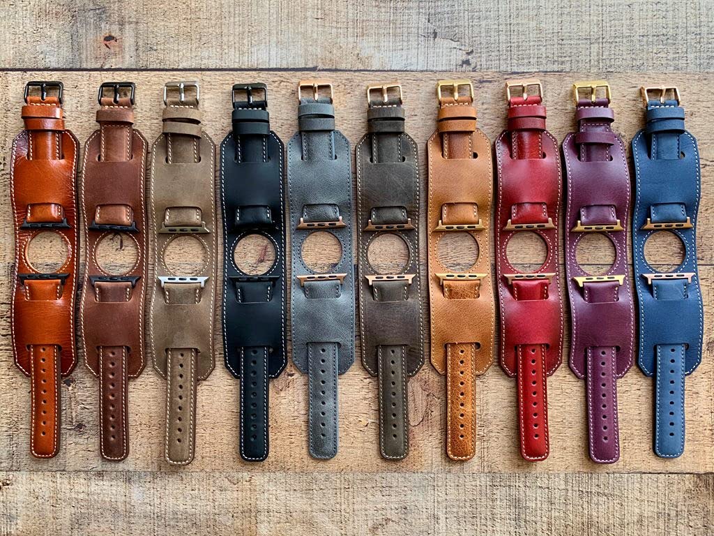 Cuff Watch Band Compatible with Apple 41mm for men & women, Handmade Genuine Leather, Compatible with iWatch Series 7 6 5 4 3 2 1 SE, Wrist Bracelet