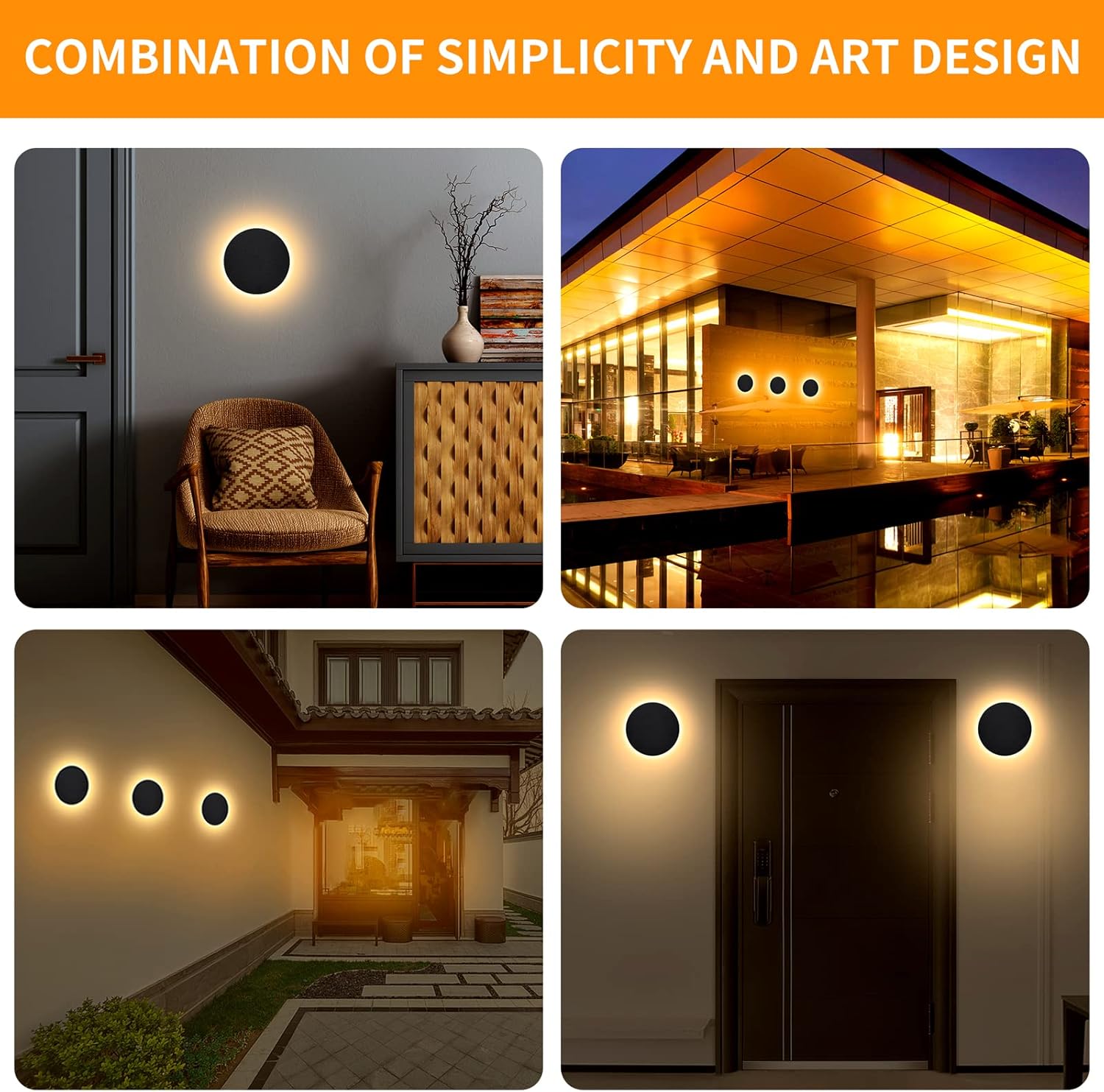 FUDESY – Lámpara de pared LED para interiores y exteriores, moderno aplique de pared IP65 impermeable, 8 W, blanco cálido, 3000 K, iluminación de