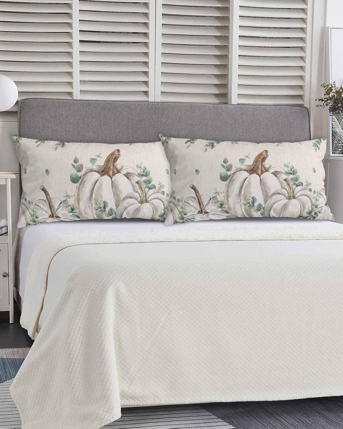 Fundas de almohada de eucalipto y calabaza, tamaño King, fundas de almohada suaves para cama, fundas decorativas de lujo para sofá de cuerpo largo