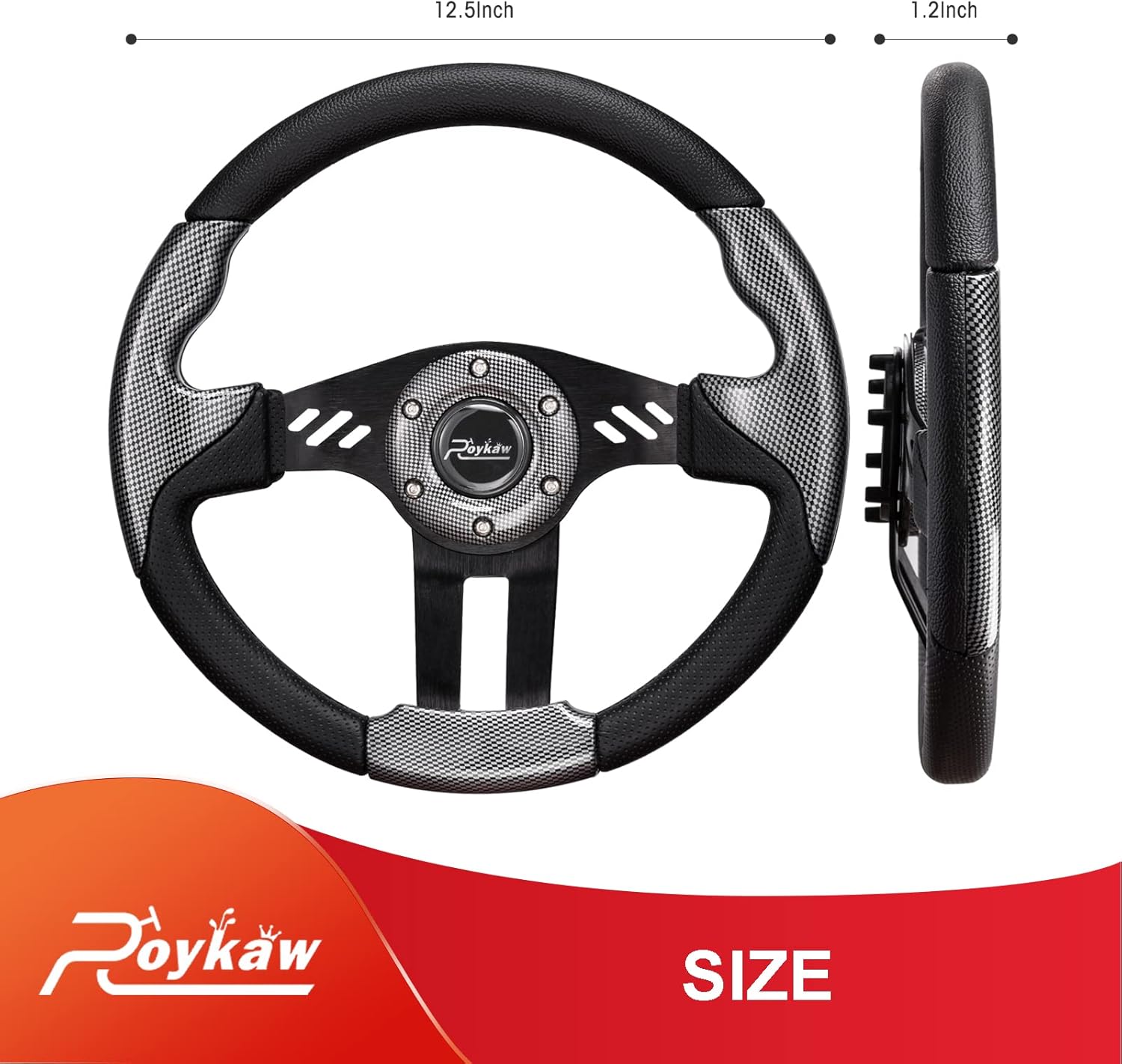 Roykaw Golf Cart Steering Wheel Compatible with EZGO TXTRXV, Club Car DSPrecedentTempo, Yamaha and Most Golf Cart Models