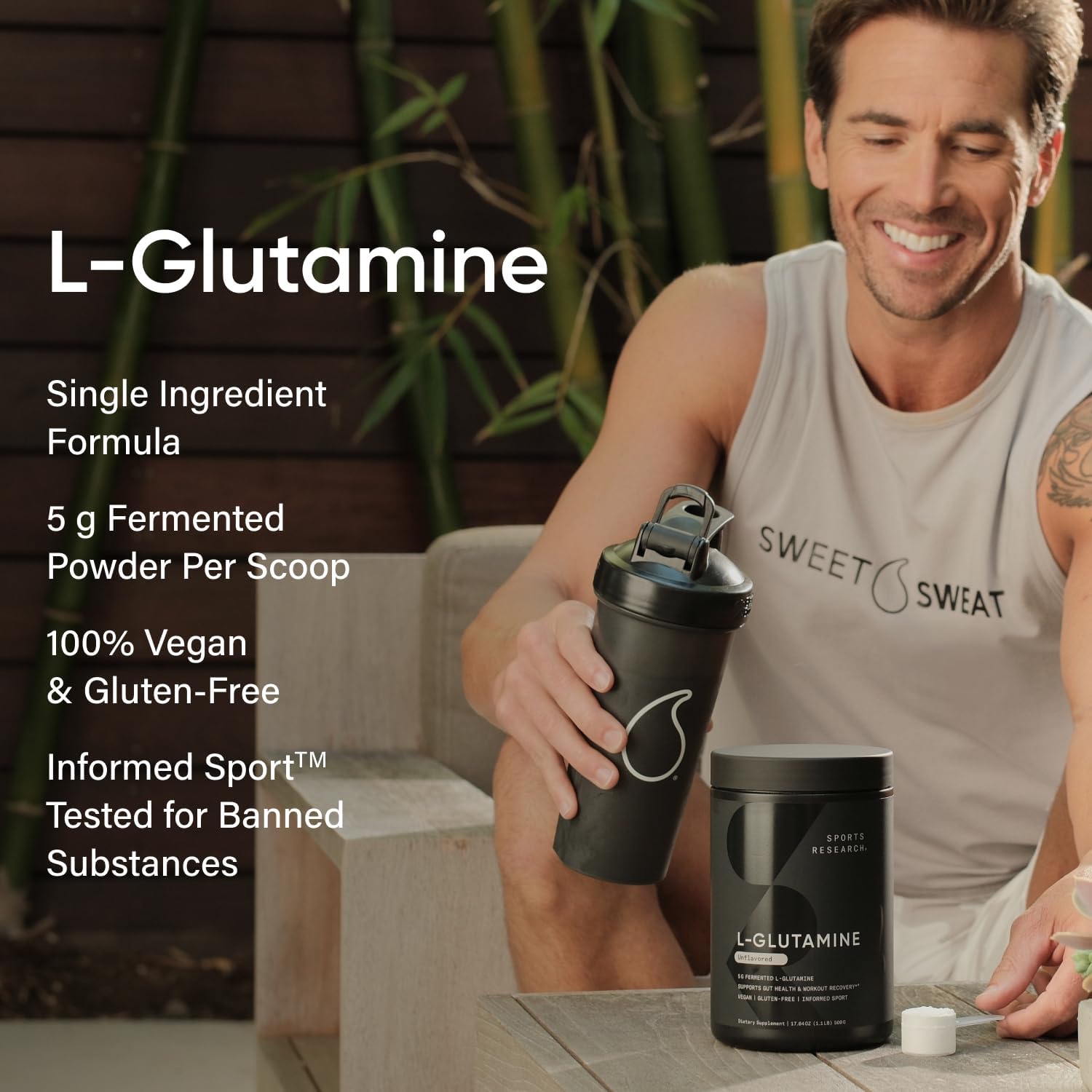 Sports Research L-Glutamina – Recuperación de entrenamiento, salud inmunológica y apoyo para la salud intestinal – 0.18 oz por porción – 17.64 oz