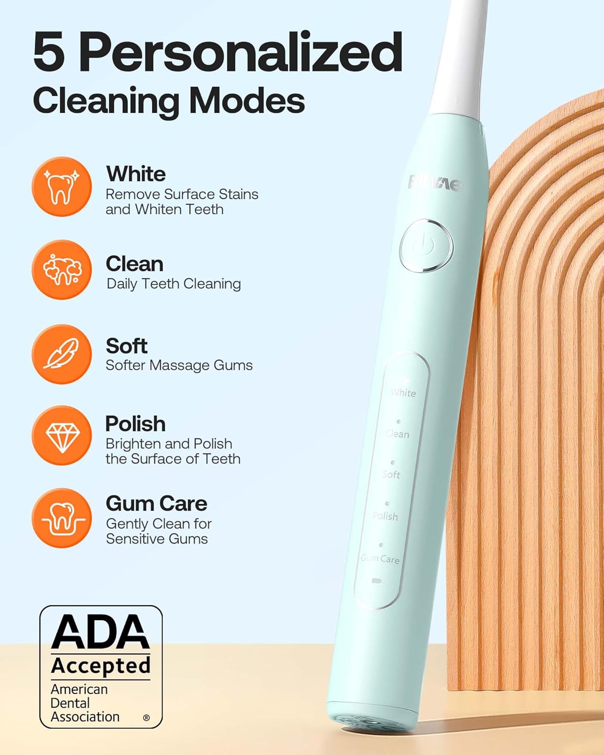 Bitvae Paquete de cepillos de dientes eléctricos ultrasónicos y giratorios para adultos y niños, cepillos de dientes recargables sónicos aceptados