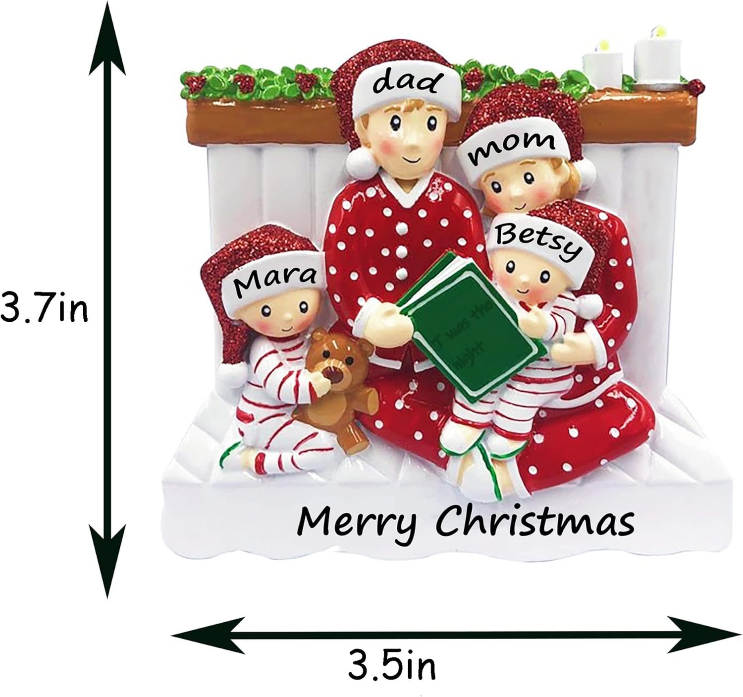 Adorno de Navidad, adorno familiar personalizado 2023, para leer el nombre en la cama, pijama, decoraciones familiares, colgante colgante de árbol