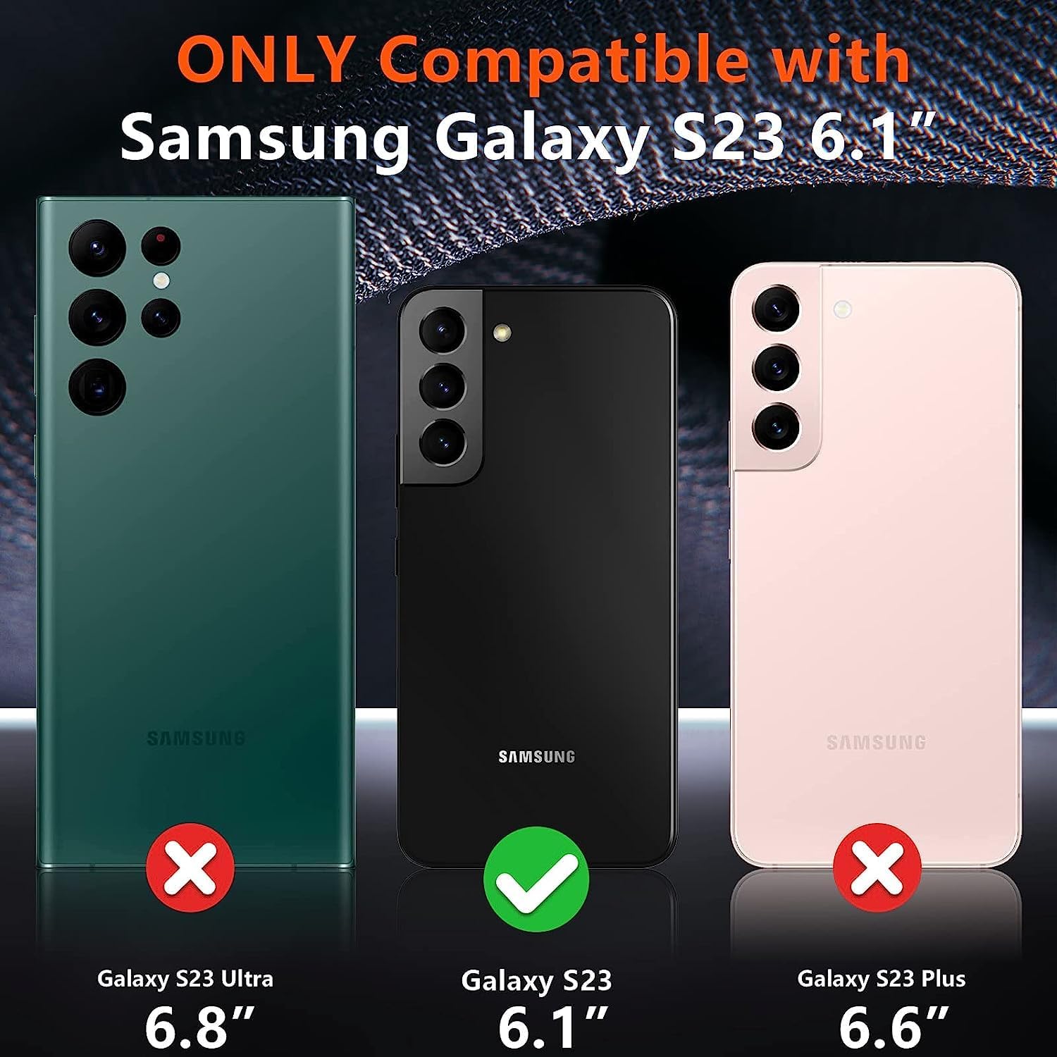 SPIDERCASE Funda diseñada para Samsung Galaxy S23, protección contra caídas de grado militar de 10 pies, paquete de 2 protector de pantalla de