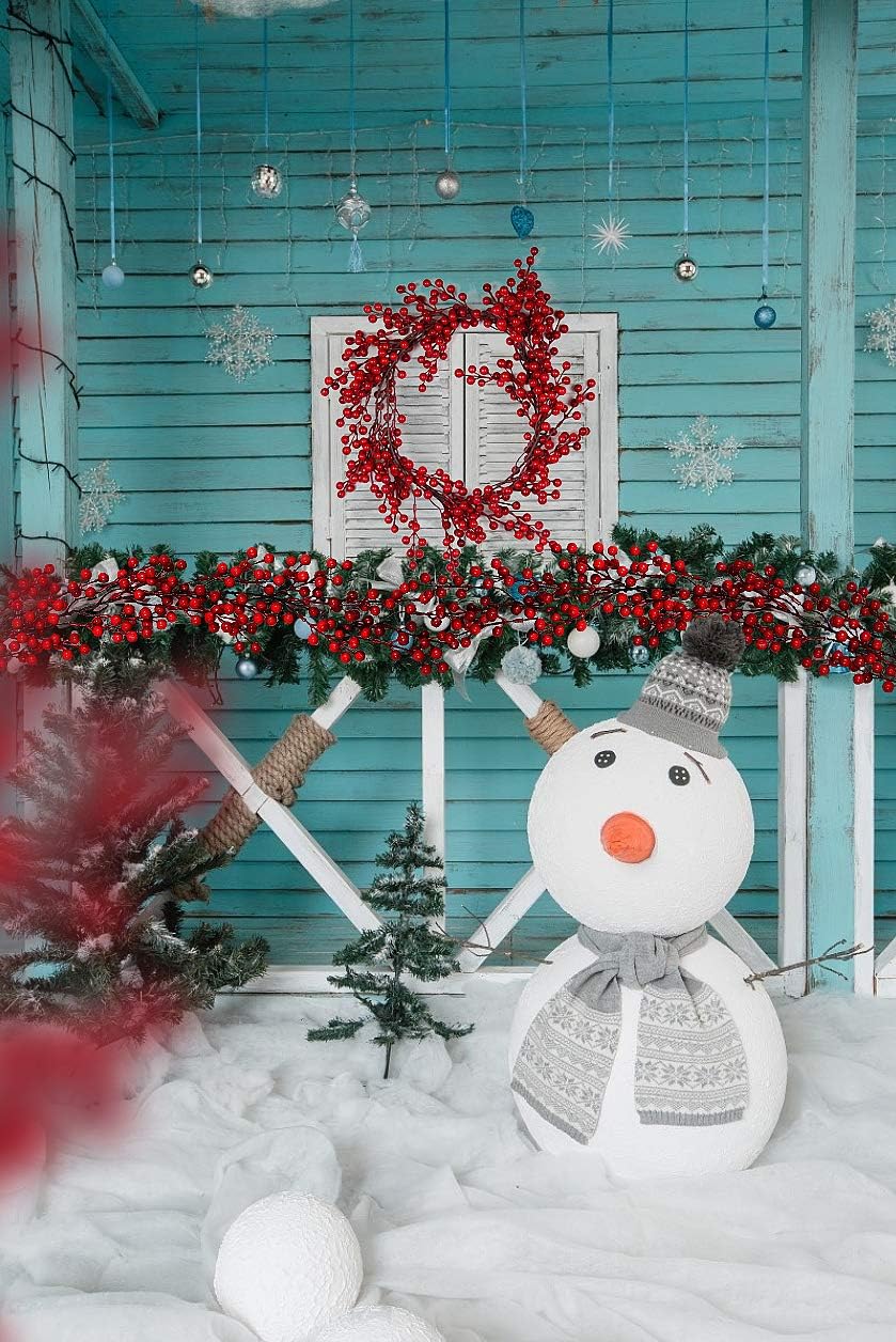 RECUTMS Guirnalda de bayas rojas para decoración de Navidad, guirnalda de bayas rojas artificiales de 6.23 pies con tallos flexibles, decoración de